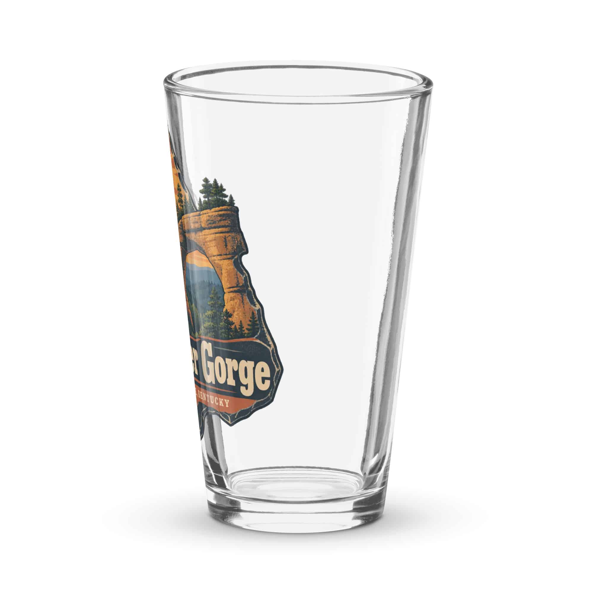 Red River Gorge Pint Glass: Red River Gorge Destination Seal, Scenic Shield Badge