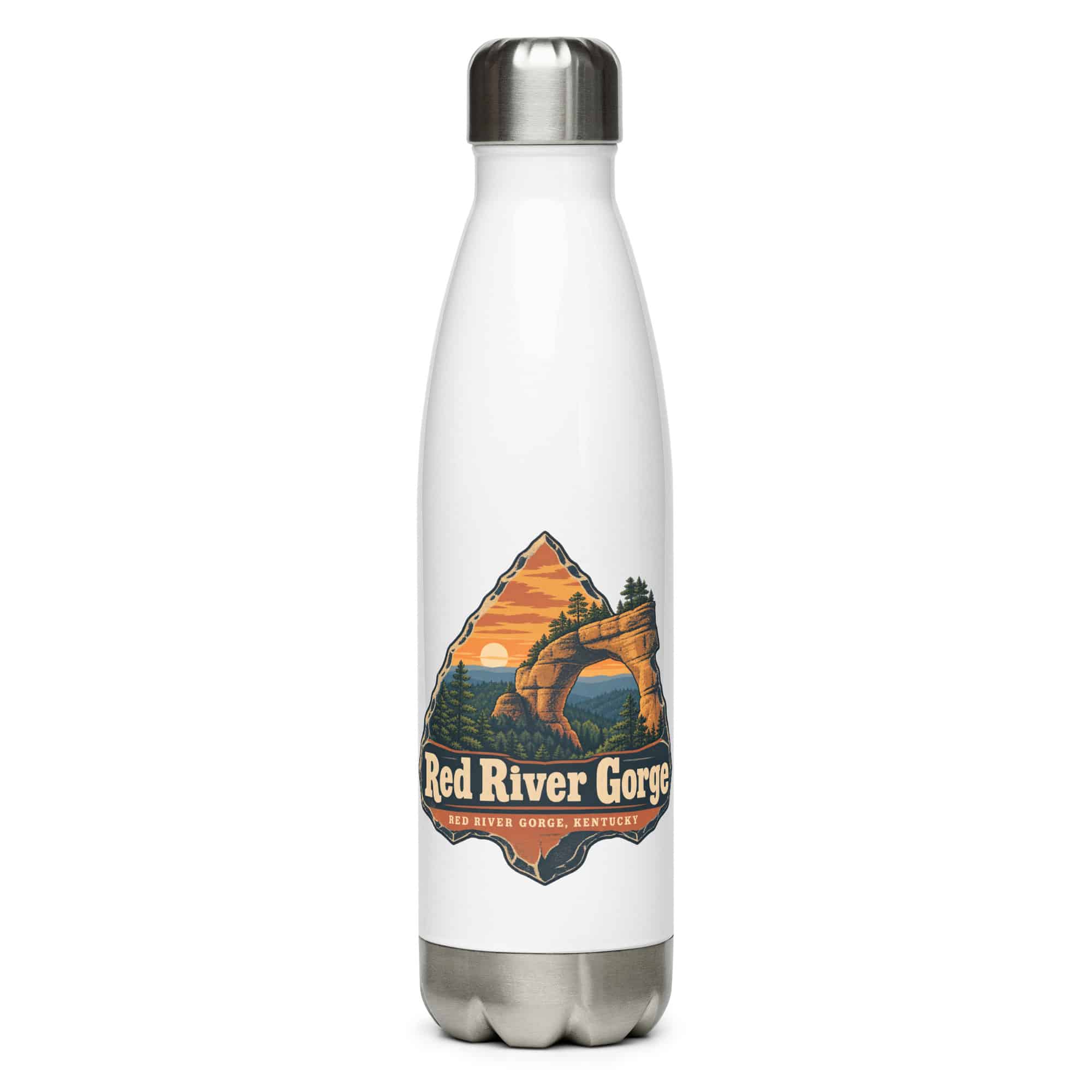 Red River Gorge Stainless Steel Water Bottle: Red River Gorge Destination Seal, Scenic Shield Badge