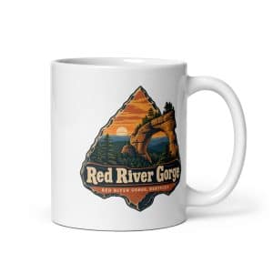 Red River Gorge White Ceramic Coffee Mug: Red River Gorge Destination Seal, Scenic Shield Badge - 11 oz - Main