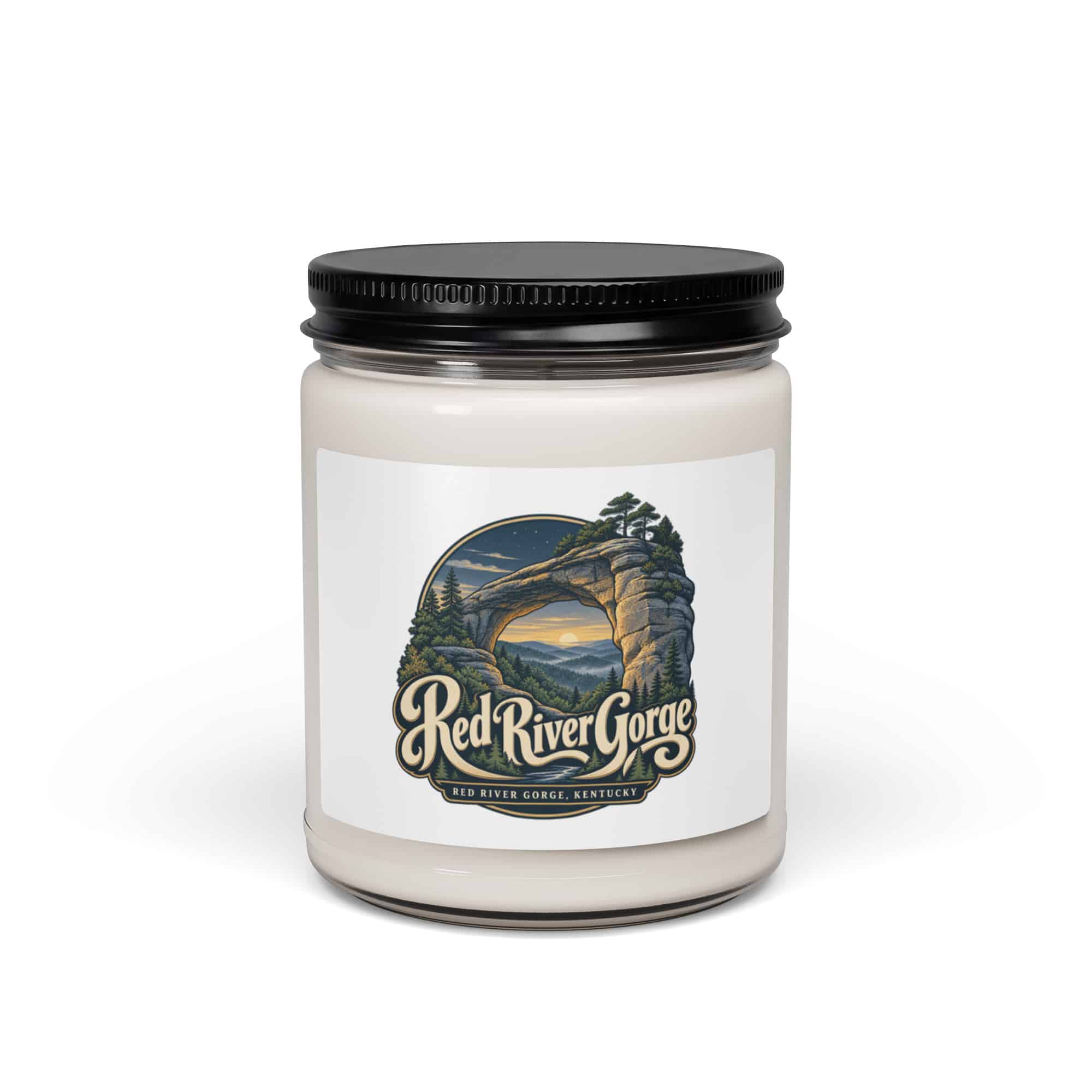 Red River Gorge Soy Wax Candle: Red River Gorge Destination Seal, Woodland Scenic Lettering