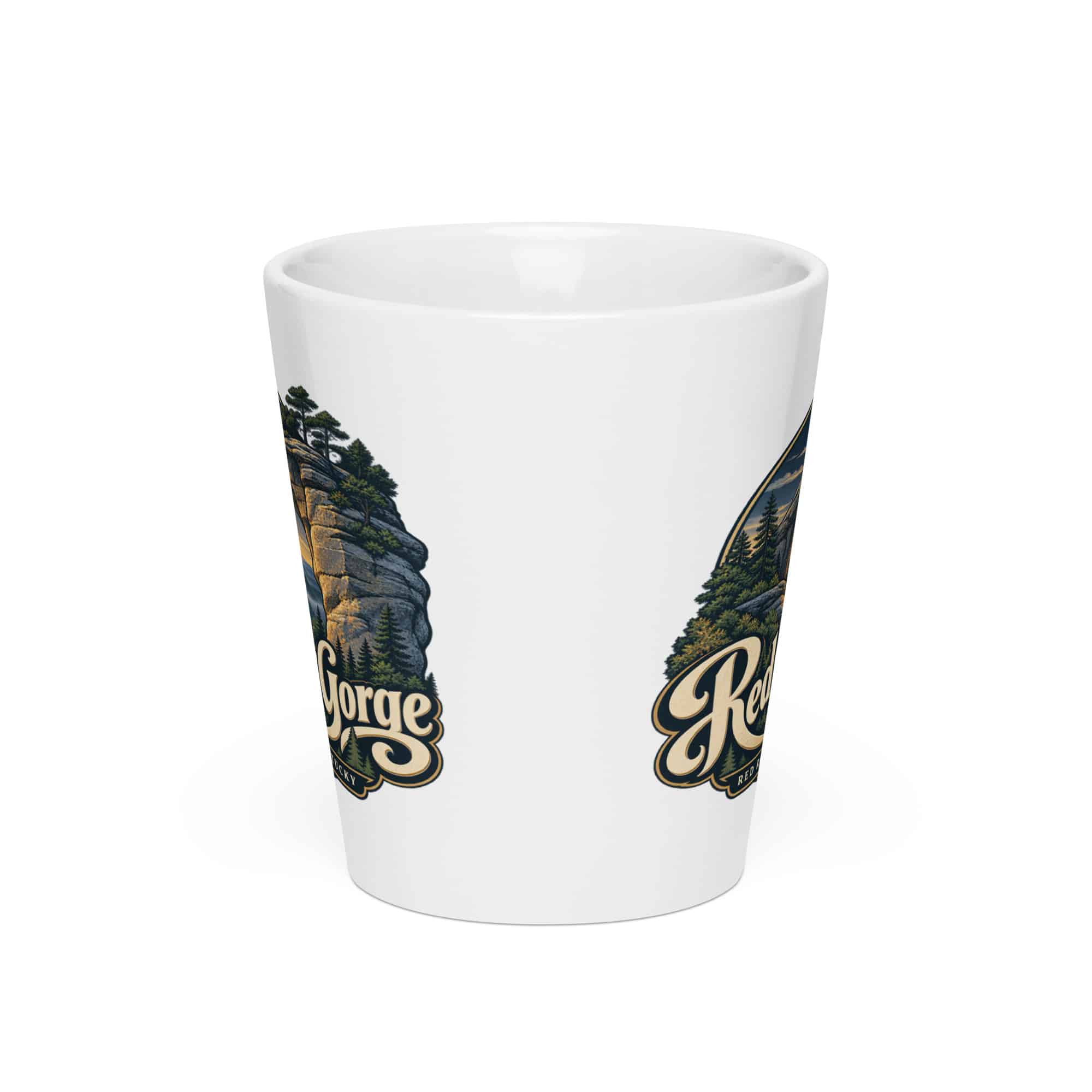 Red River Gorge Latte Mug: Red River Gorge Destination Seal, Woodland Scenic Lettering