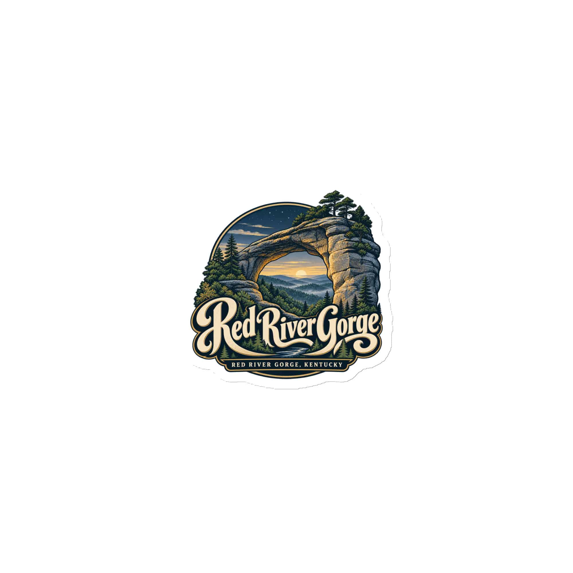 Red River Gorge Die-Cut Magnet: Red River Gorge Destination Seal, Woodland Scenic Lettering