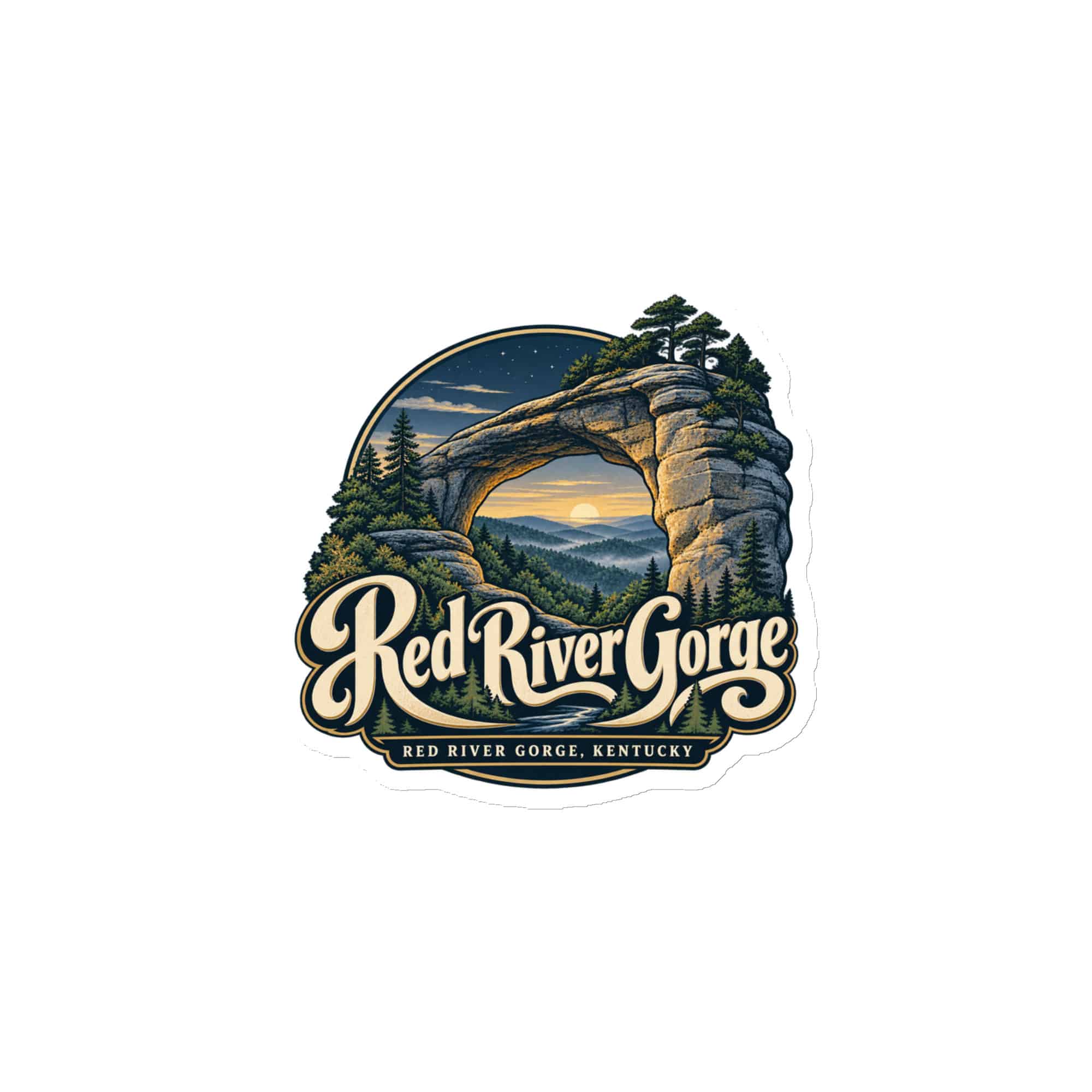 Red River Gorge Die-Cut Magnet: Red River Gorge Destination Seal, Woodland Scenic Lettering