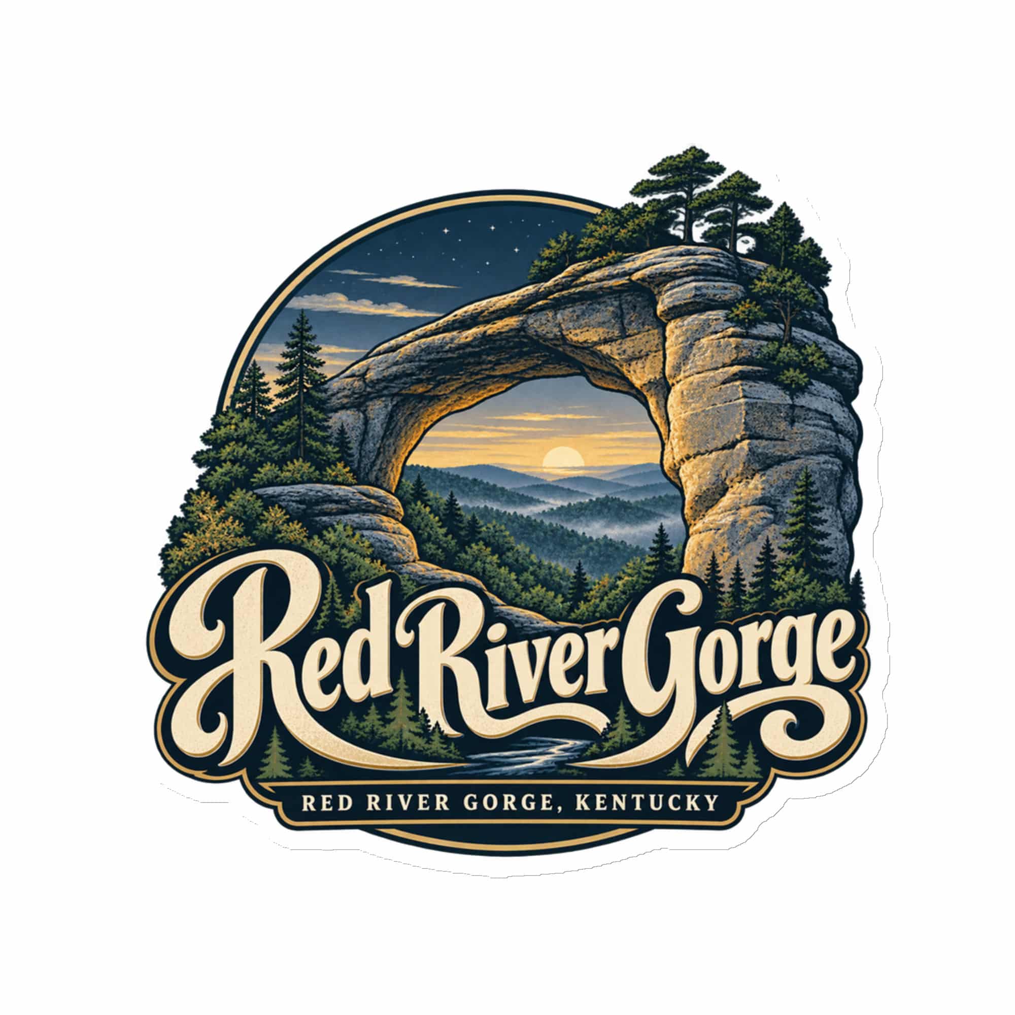 Red River Gorge Die-Cut Magnet: Red River Gorge Destination Seal, Woodland Scenic Lettering