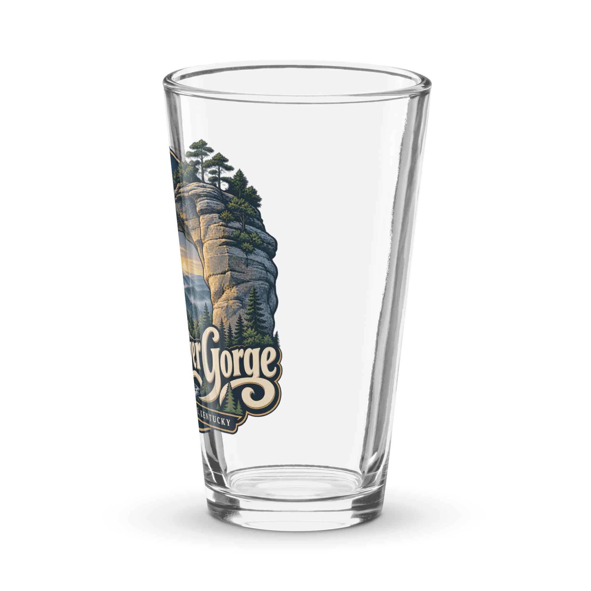 Red River Gorge Pint Glass: Red River Gorge Destination Seal, Woodland Scenic Lettering
