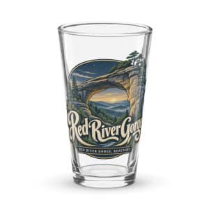 Red River Gorge Pint Glass: Red River Gorge Destination Seal, Woodland Scenic Lettering - 16 oz - Main