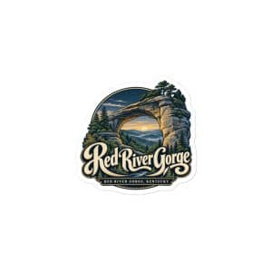 Red River Gorge Vinyl Sticker: Red River Gorge Destination Seal, Woodland Scenic Lettering - 3″×3″ - Main