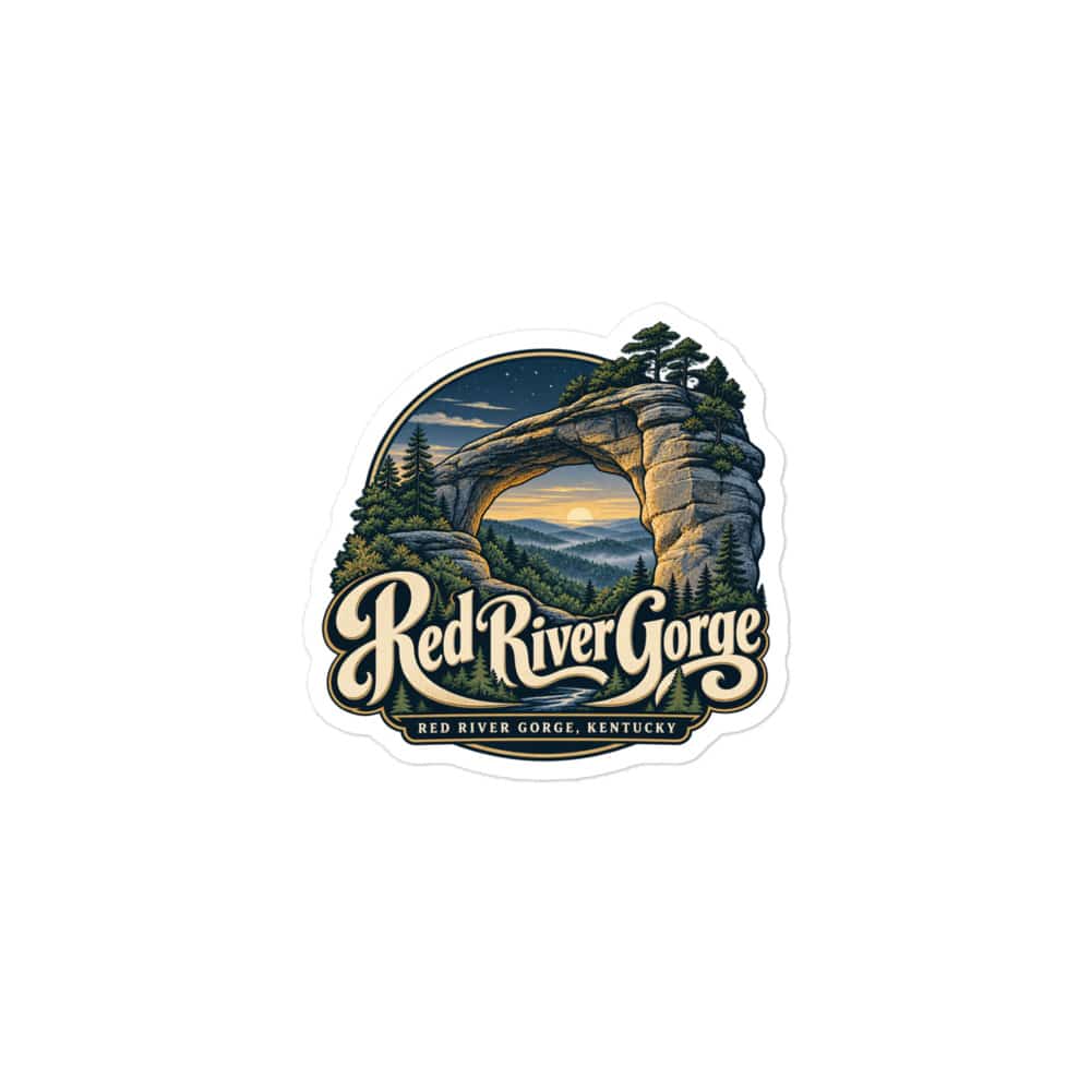 Red River Gorge Vinyl Sticker: Red River Gorge Destination Seal, Woodland Scenic Lettering