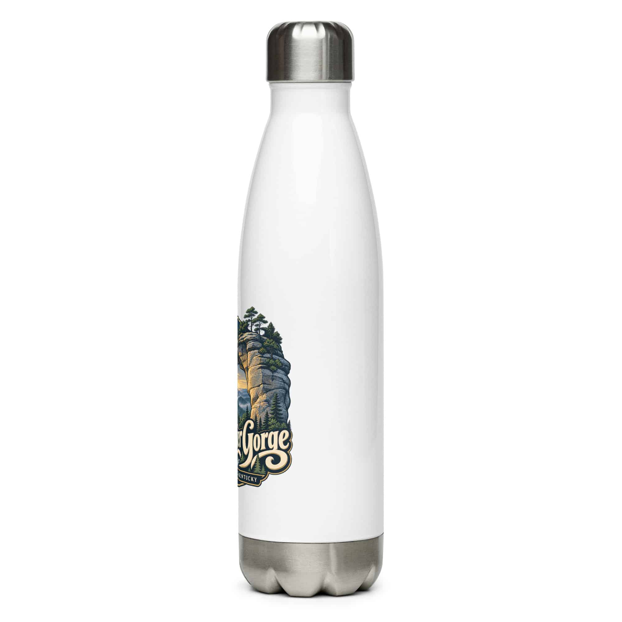 Red River Gorge Stainless Steel Water Bottle: Red River Gorge Destination Seal, Woodland Scenic Lettering