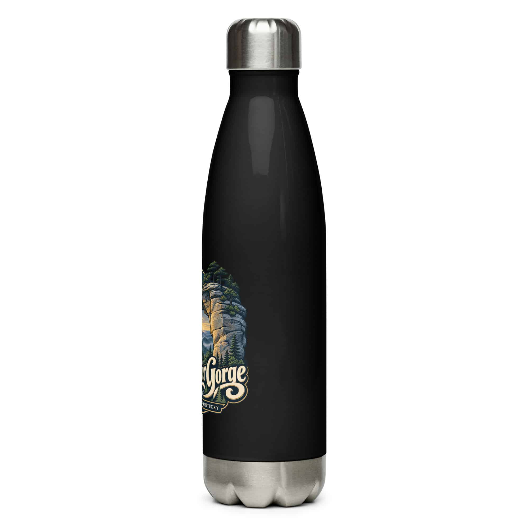 Red River Gorge Stainless Steel Water Bottle: Red River Gorge Destination Seal, Woodland Scenic Lettering