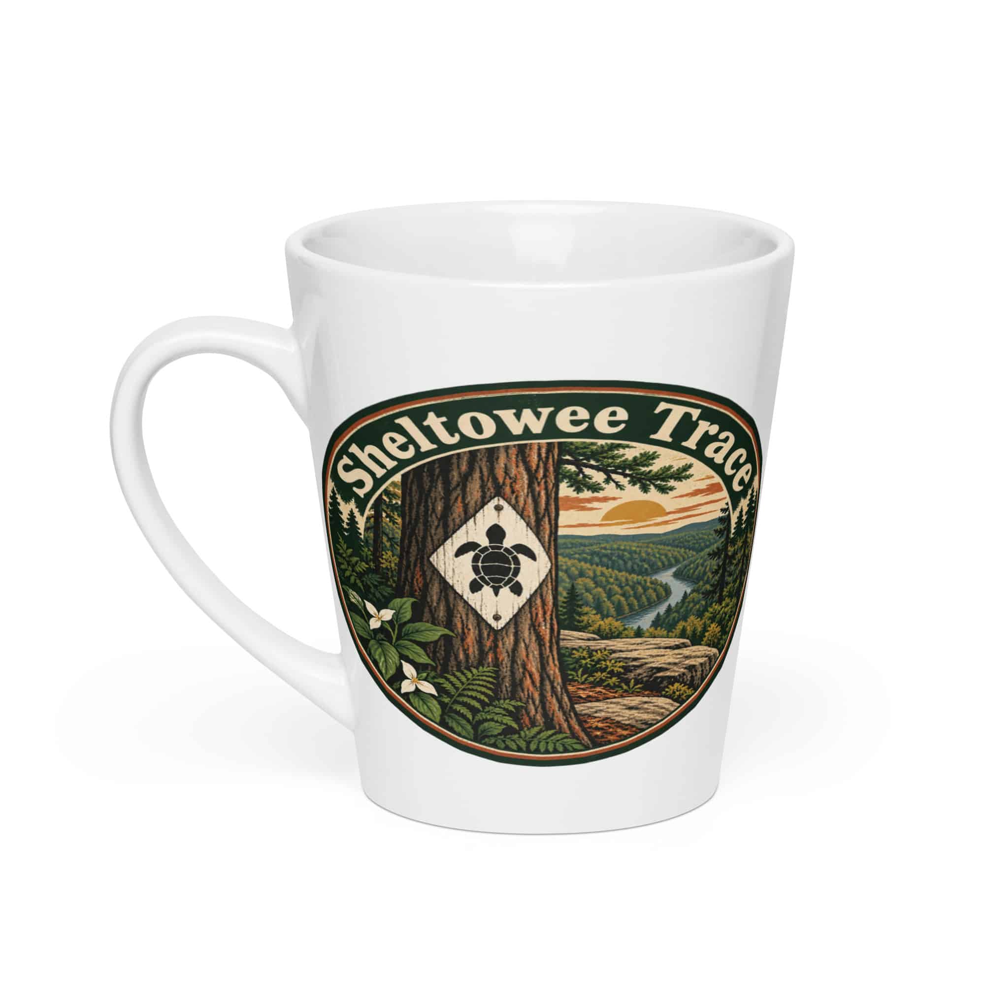 Sheltowee Trace Latte Mug: Sheltowee Trace, Vintage Round Badge