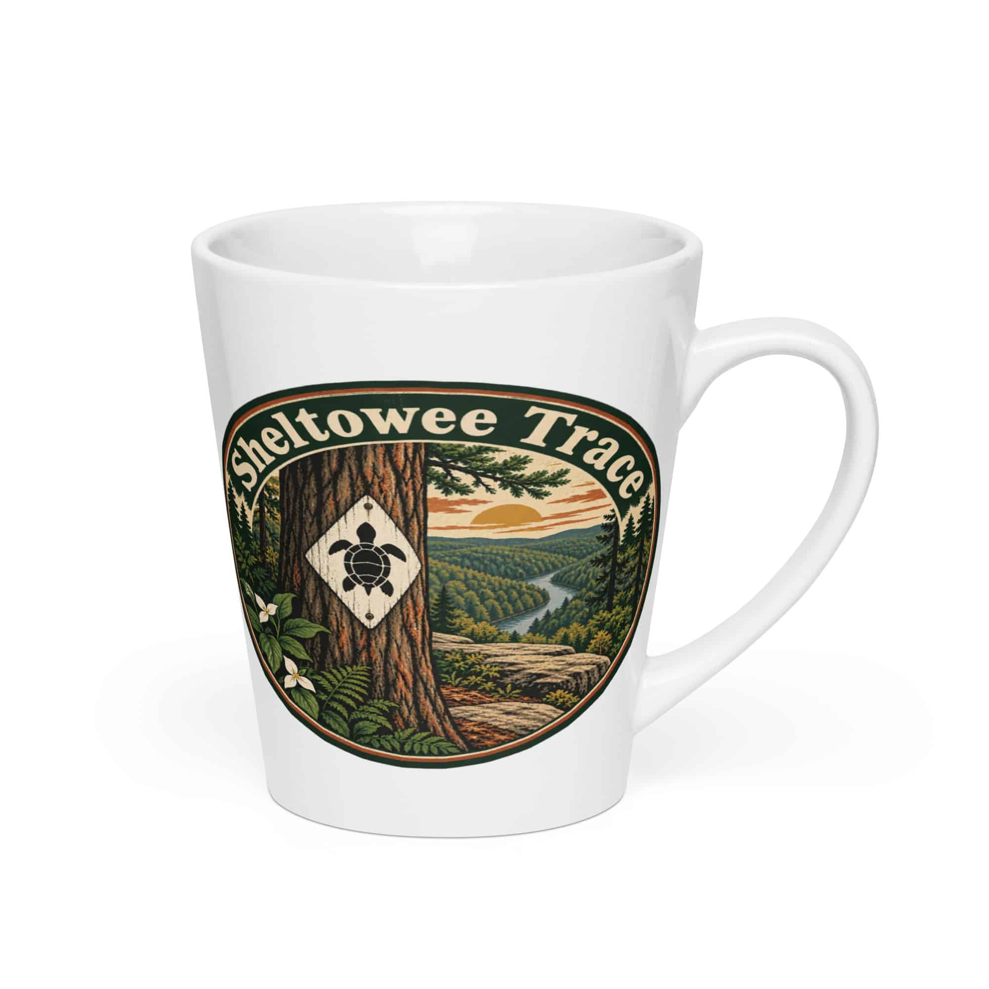 Sheltowee Trace Latte Mug: Sheltowee Trace, Vintage Round Badge