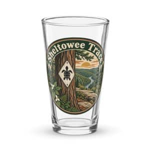 Sheltowee Trace Pint Glass: Sheltowee Trace, Vintage Round Badge - 16 oz - Main