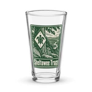 Sheltowee Trace Pint Glass: Sheltowee Trace, Forest Ink Stamp - 16 oz - Main