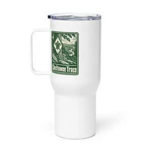 Sheltowee Trace Travel Mug: Sheltowee Trace, Forest Ink Stamp - 25 oz - Main