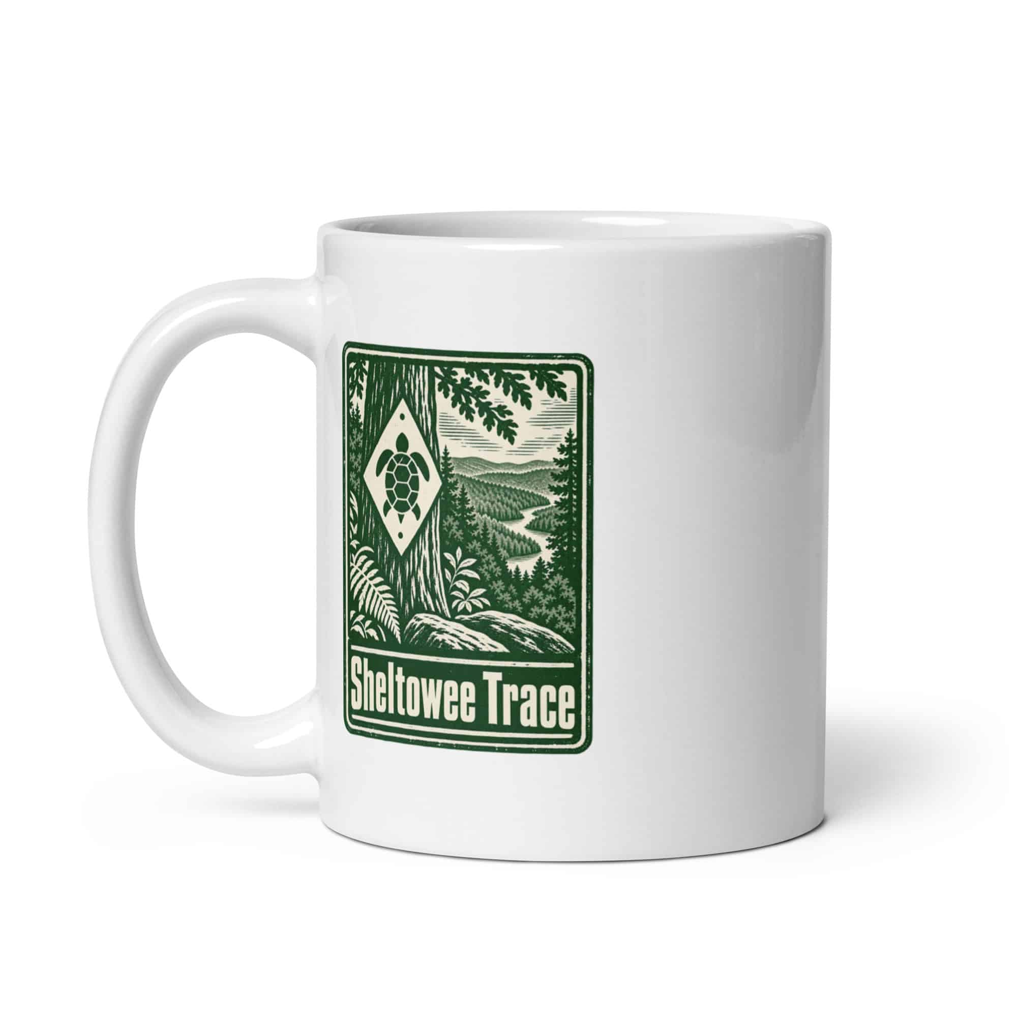 Sheltowee Trace White Ceramic Coffee Mug: Sheltowee Trace, Forest Ink Stamp
