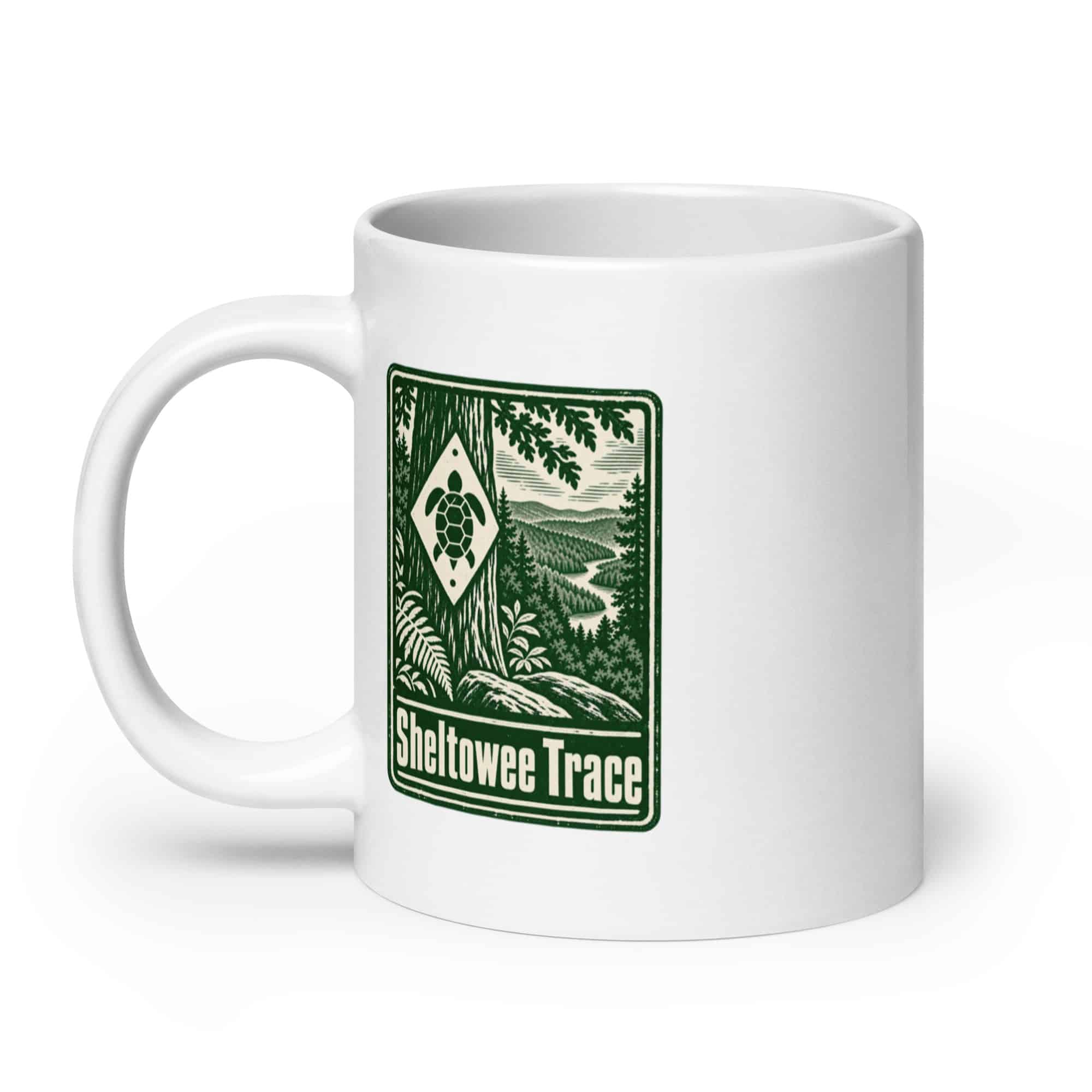 Sheltowee Trace White Ceramic Coffee Mug: Sheltowee Trace, Forest Ink Stamp