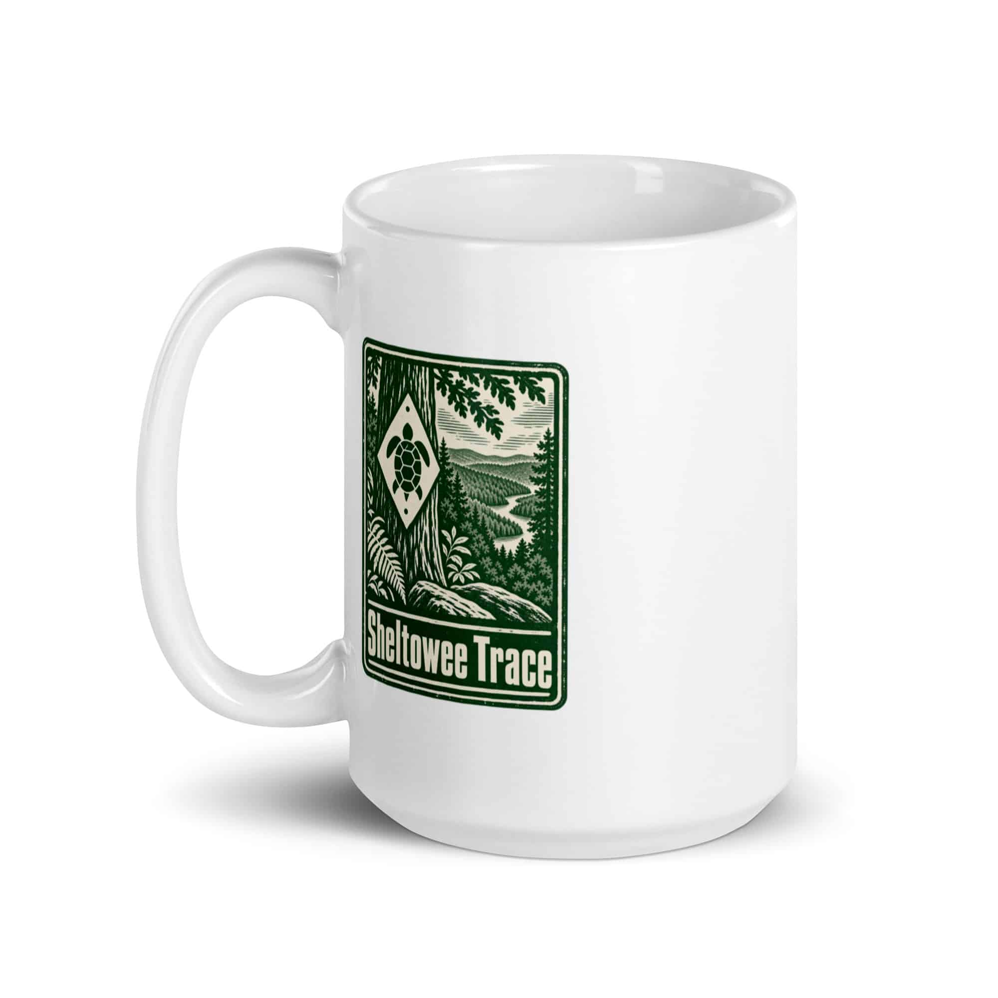 Sheltowee Trace White Ceramic Coffee Mug: Sheltowee Trace, Forest Ink Stamp