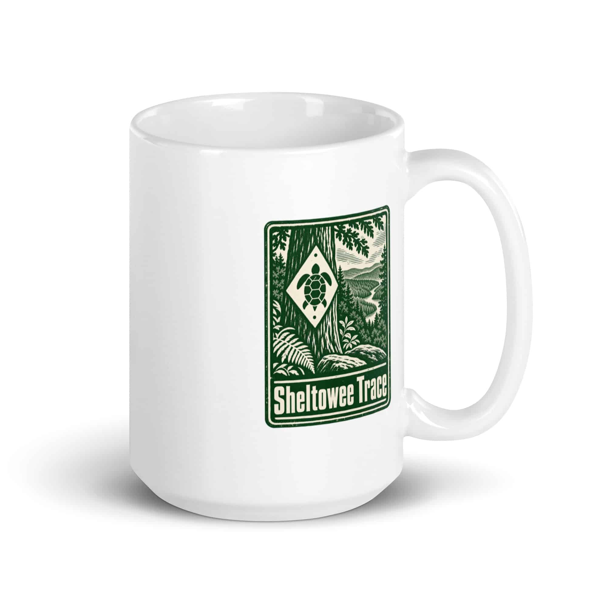 Sheltowee Trace White Ceramic Coffee Mug: Sheltowee Trace, Forest Ink Stamp