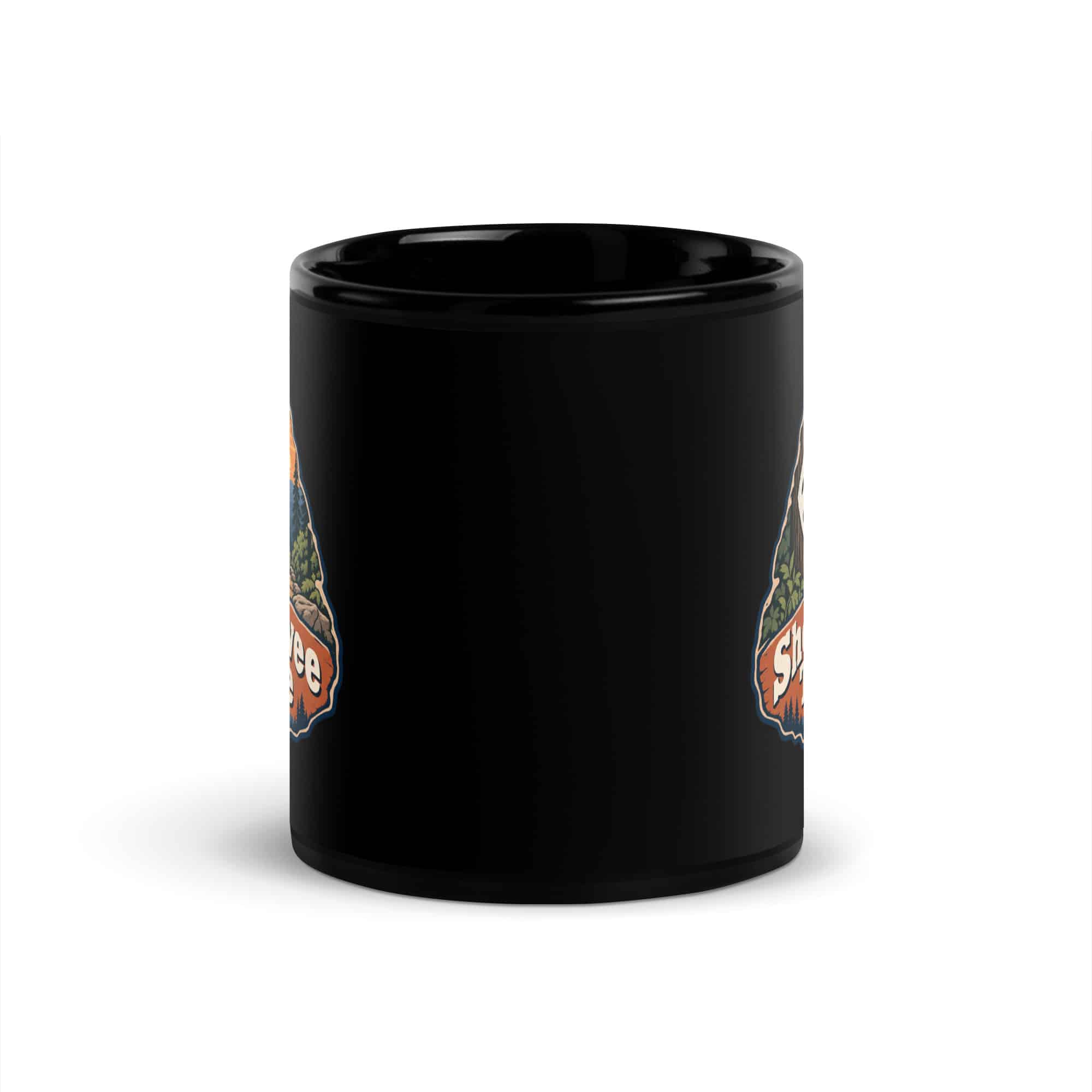 Sheltowee Trace Black Coffee Mug: Sheltowee Trace, Scenic Shield Badge