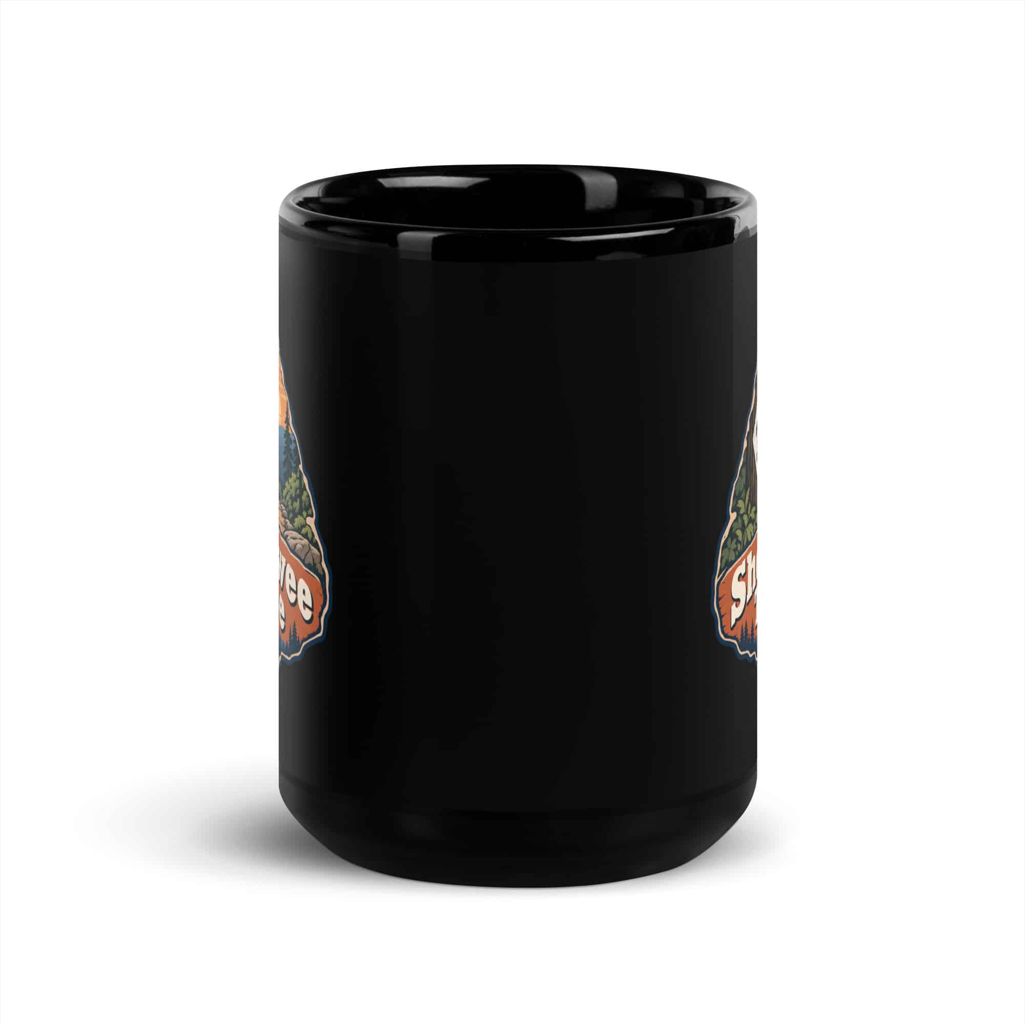 Sheltowee Trace Black Coffee Mug: Sheltowee Trace, Scenic Shield Badge