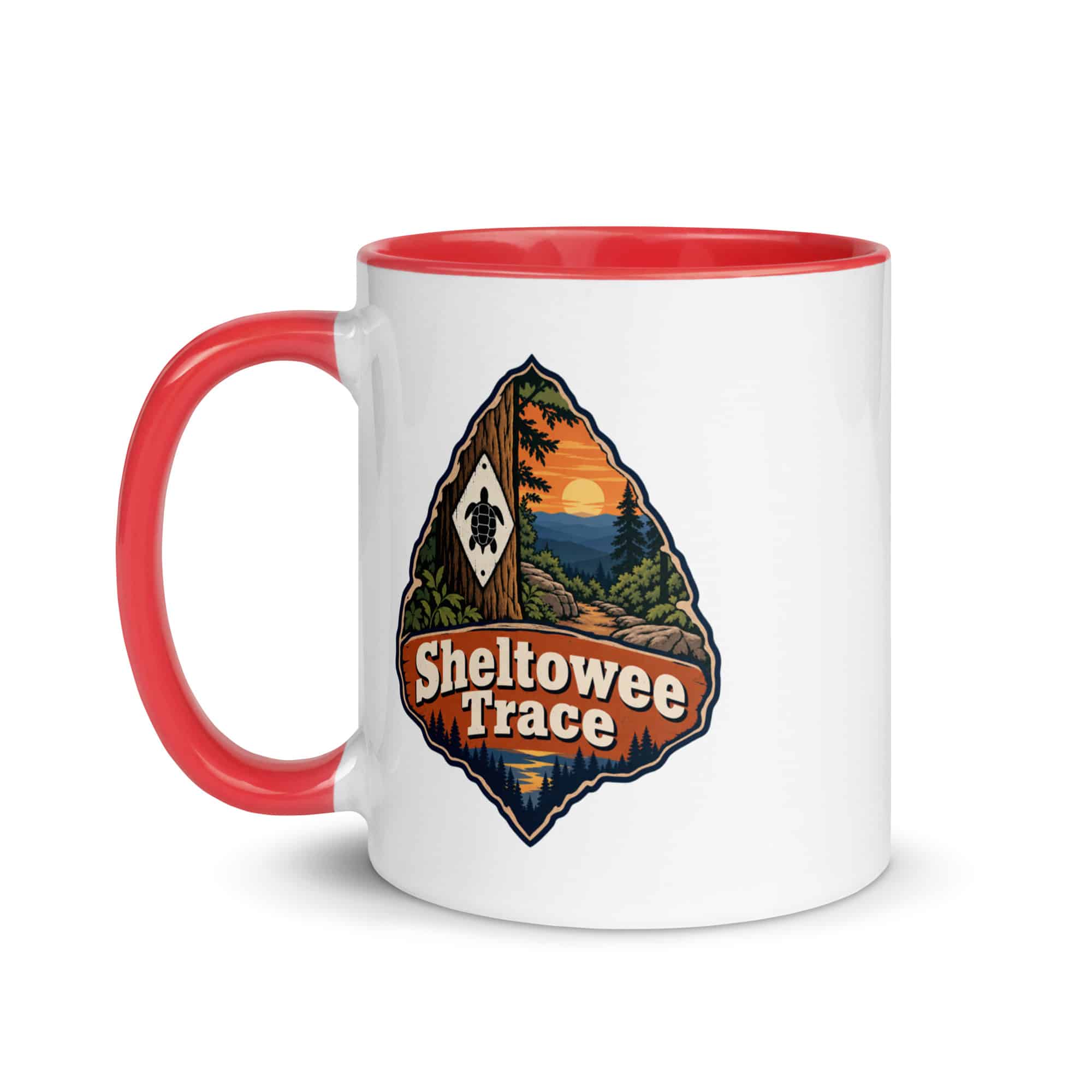 Sheltowee Trace Color Inside Coffee Mug: Sheltowee Trace, Scenic Shield Badge