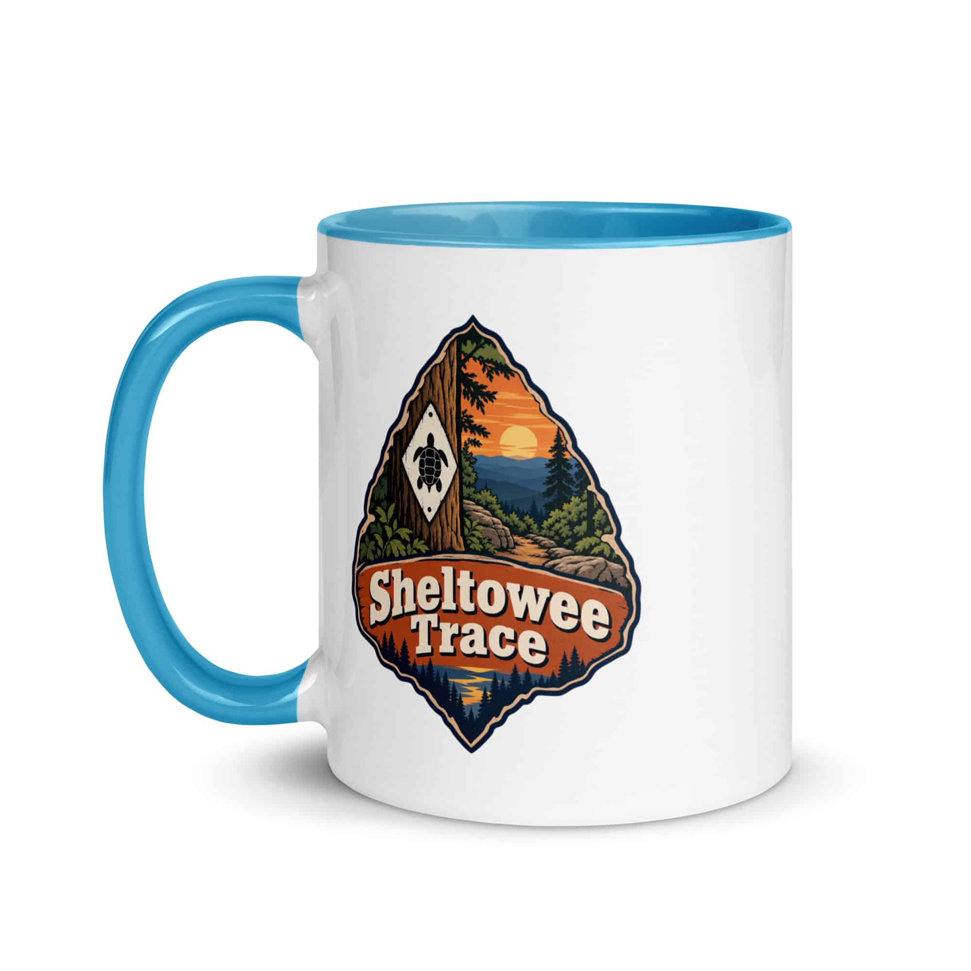 Sheltowee Trace Color Inside Coffee Mug: Sheltowee Trace, Scenic Shield Badge
