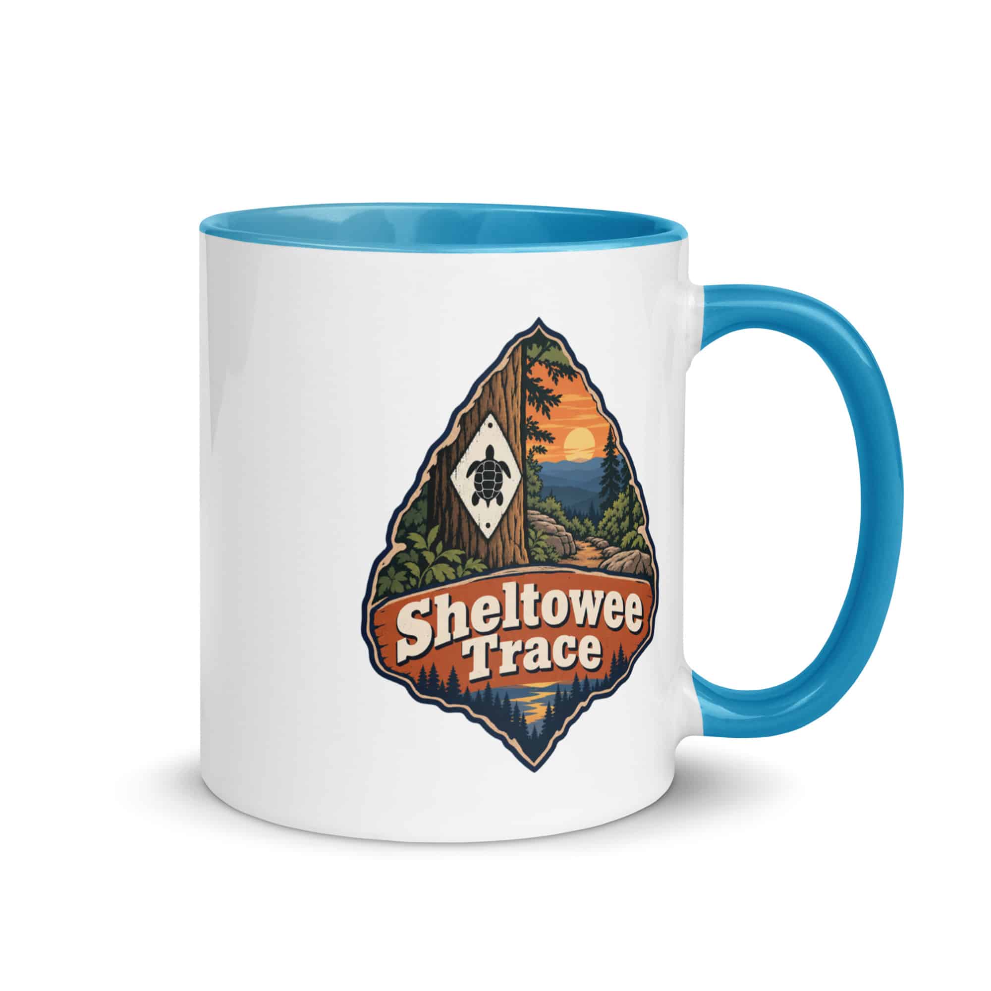 Sheltowee Trace Color Inside Coffee Mug: Sheltowee Trace, Scenic Shield Badge