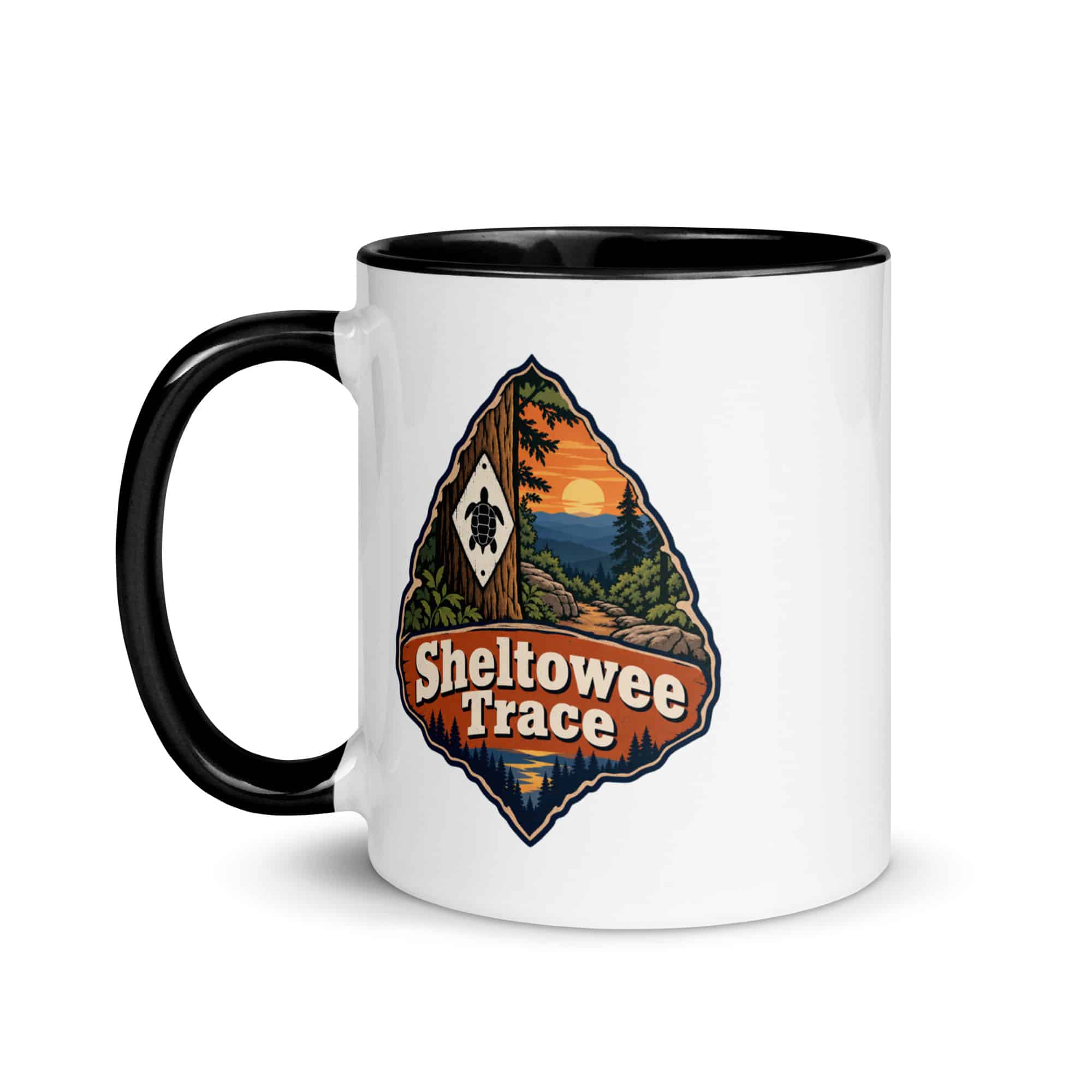 Sheltowee Trace Color Inside Coffee Mug: Sheltowee Trace, Scenic Shield Badge