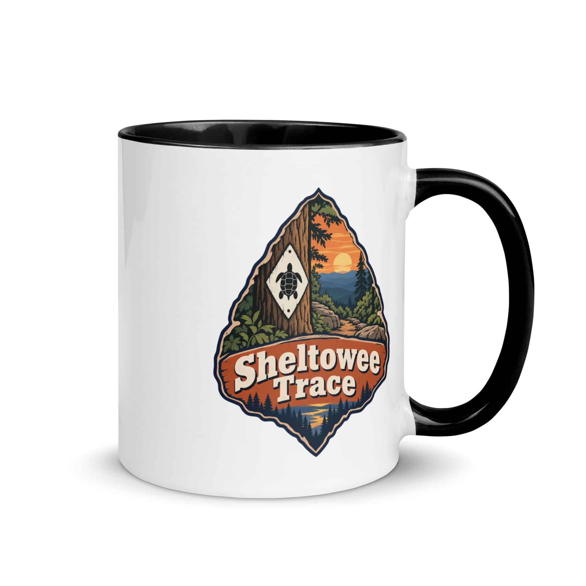 Sheltowee Trace Color Inside Coffee Mug: Sheltowee Trace, Scenic Shield Badge