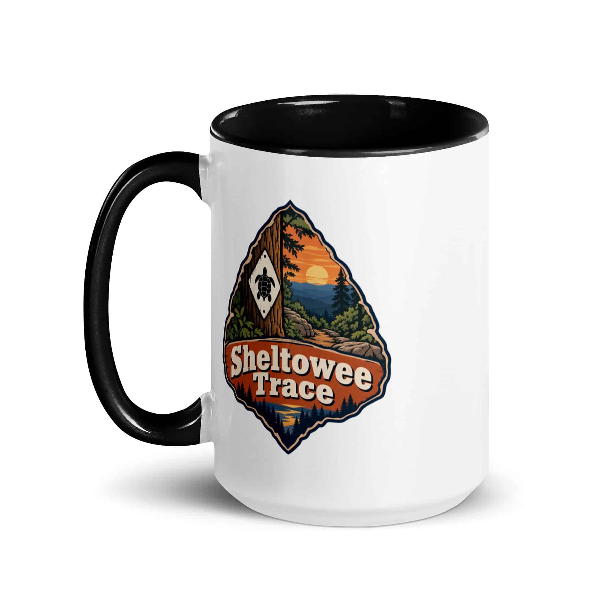 Sheltowee Trace Color Inside Coffee Mug: Sheltowee Trace, Scenic Shield Badge