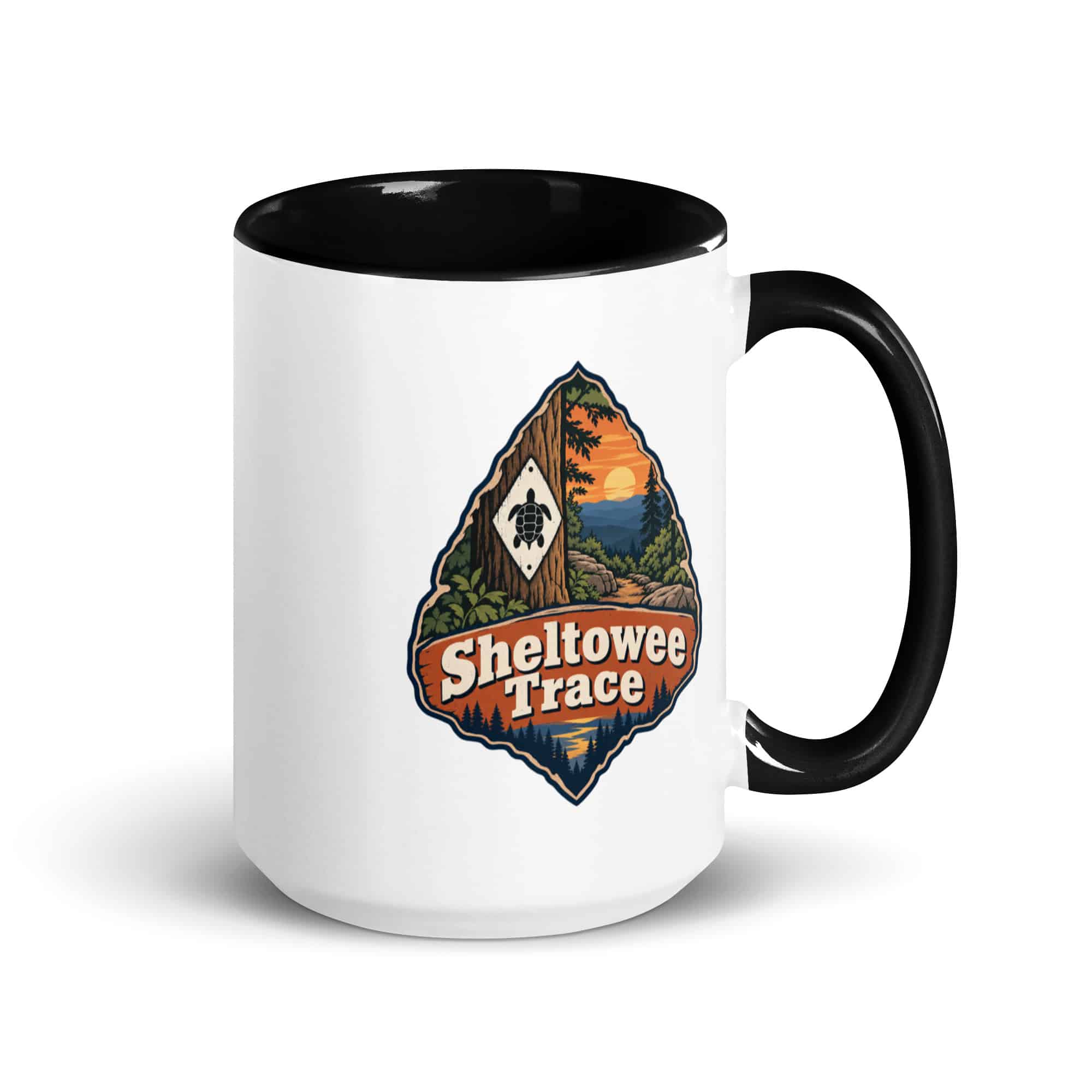 Sheltowee Trace Color Inside Coffee Mug: Sheltowee Trace, Scenic Shield Badge