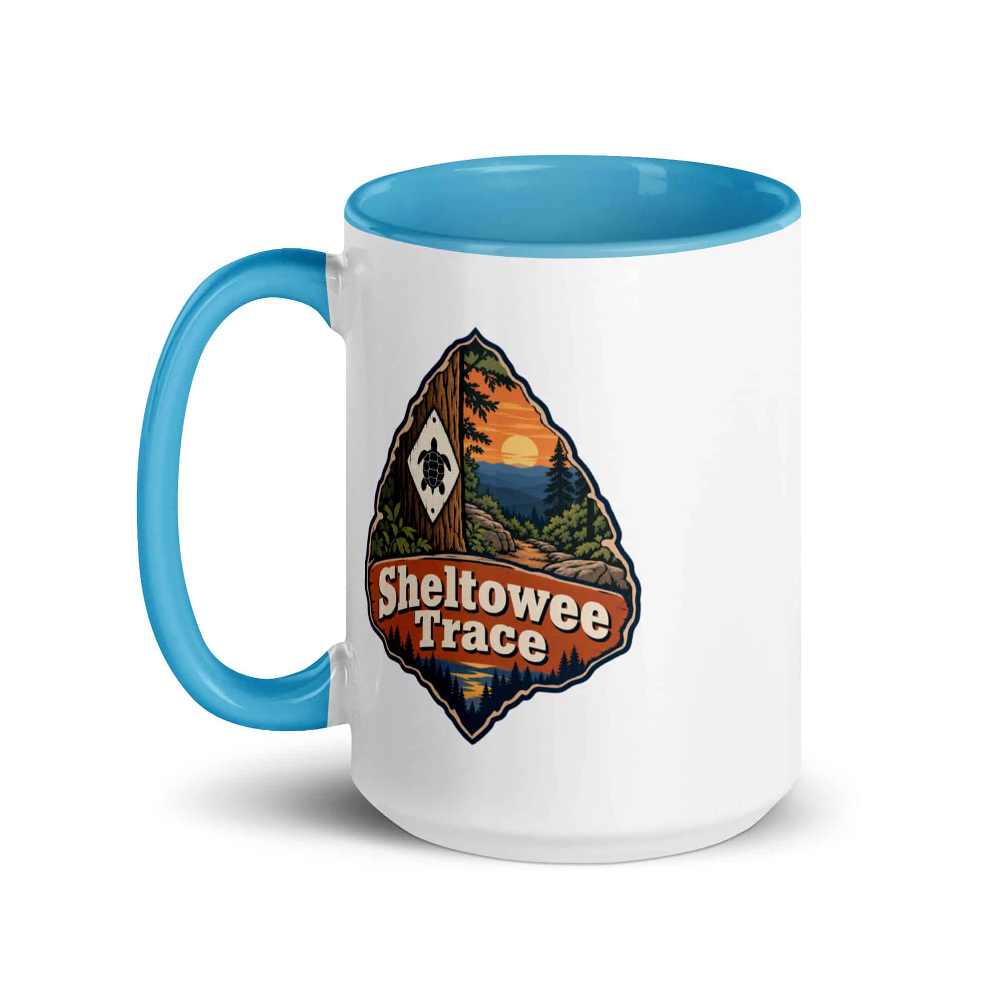 Sheltowee Trace Color Inside Coffee Mug: Sheltowee Trace, Scenic Shield Badge