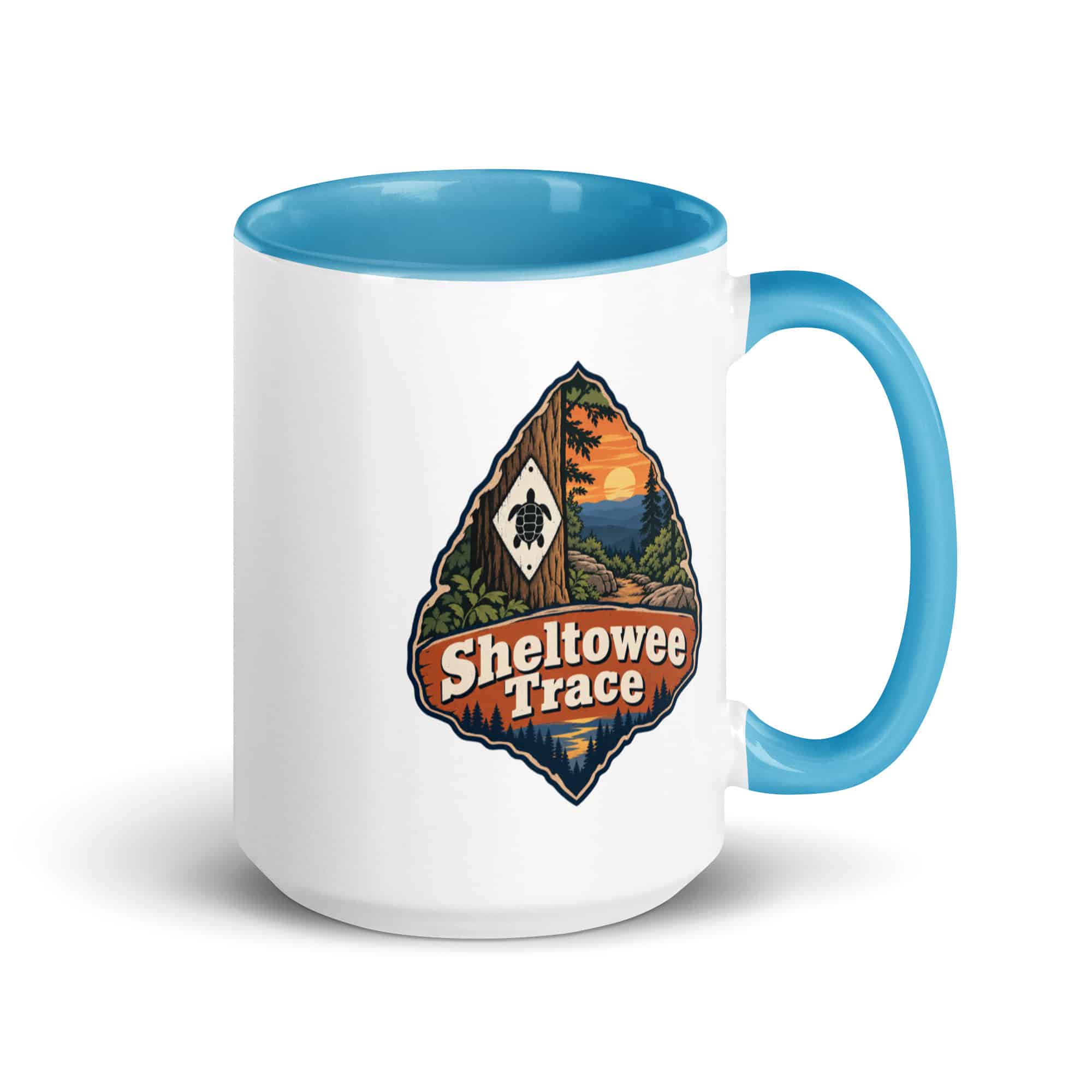 Sheltowee Trace Color Inside Coffee Mug: Sheltowee Trace, Scenic Shield Badge