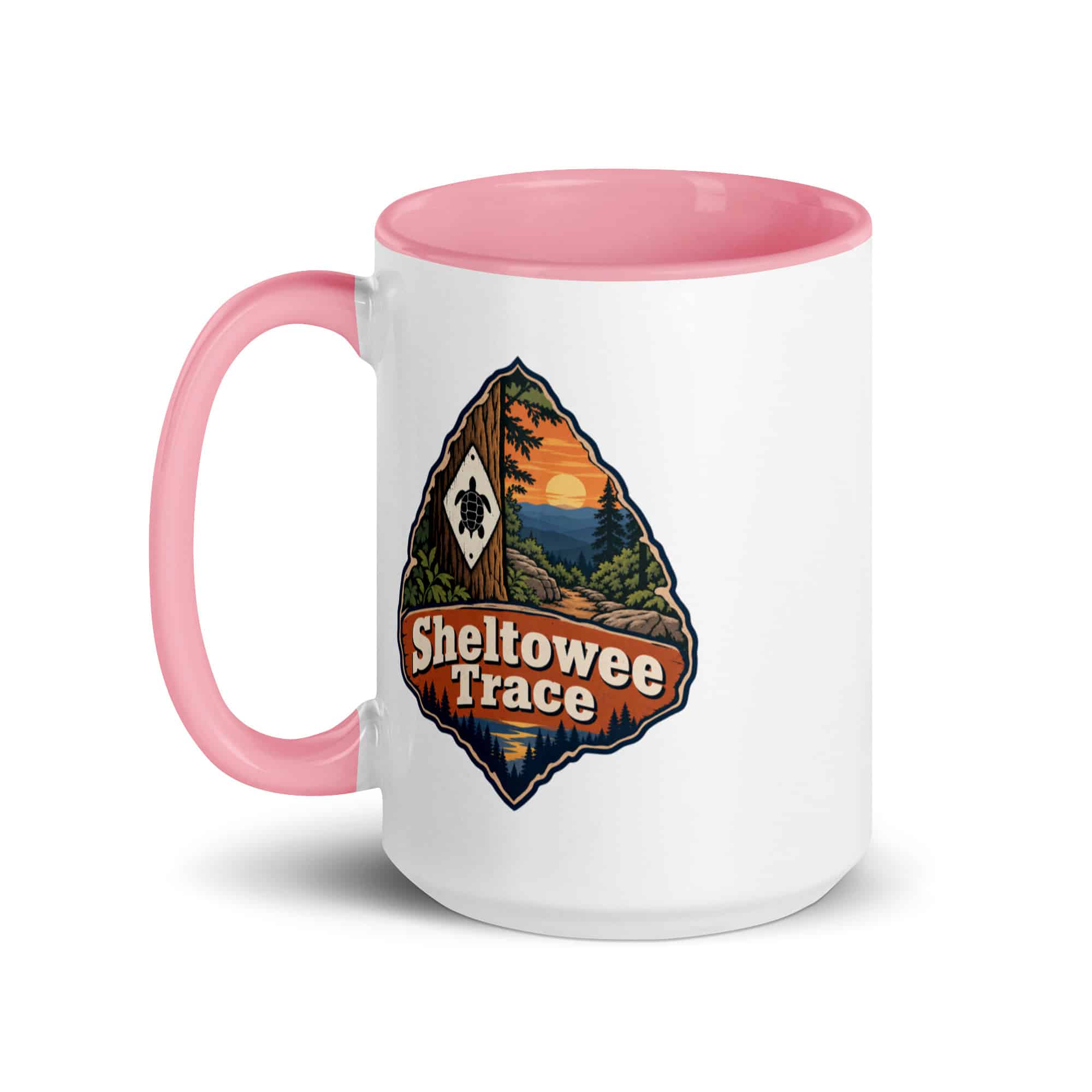 Sheltowee Trace Color Inside Coffee Mug: Sheltowee Trace, Scenic Shield Badge