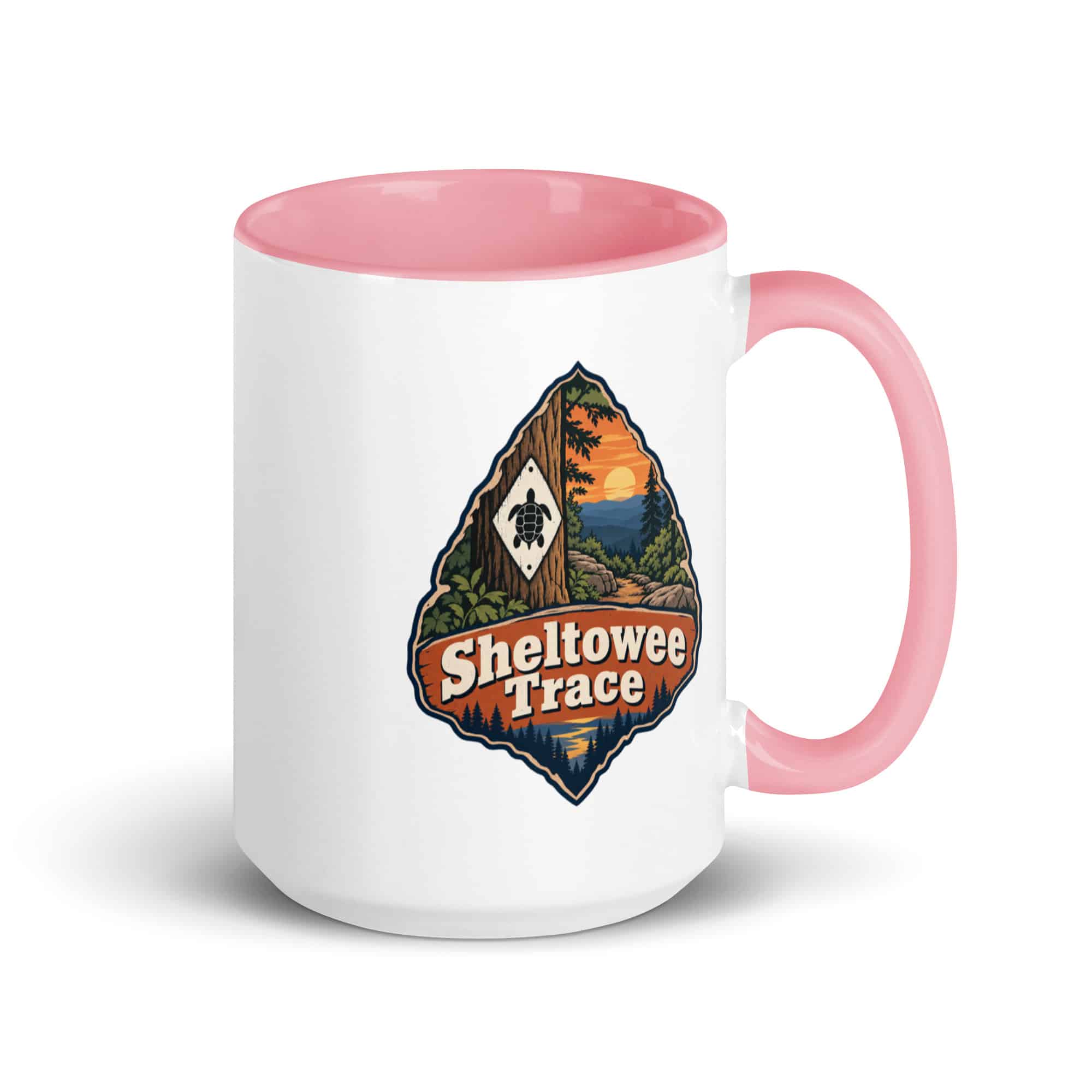 Sheltowee Trace Color Inside Coffee Mug: Sheltowee Trace, Scenic Shield Badge