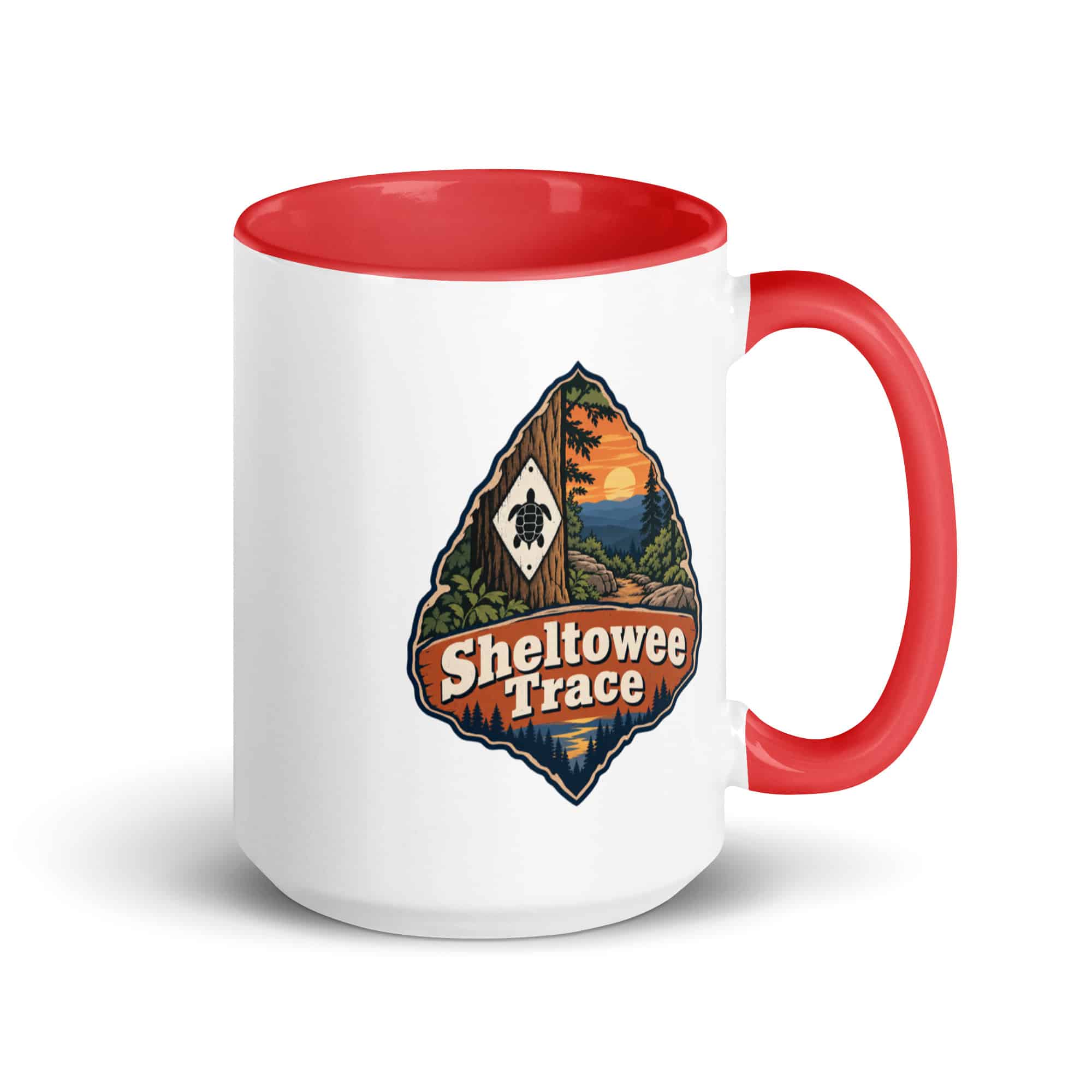 Sheltowee Trace Color Inside Coffee Mug: Sheltowee Trace, Scenic Shield Badge