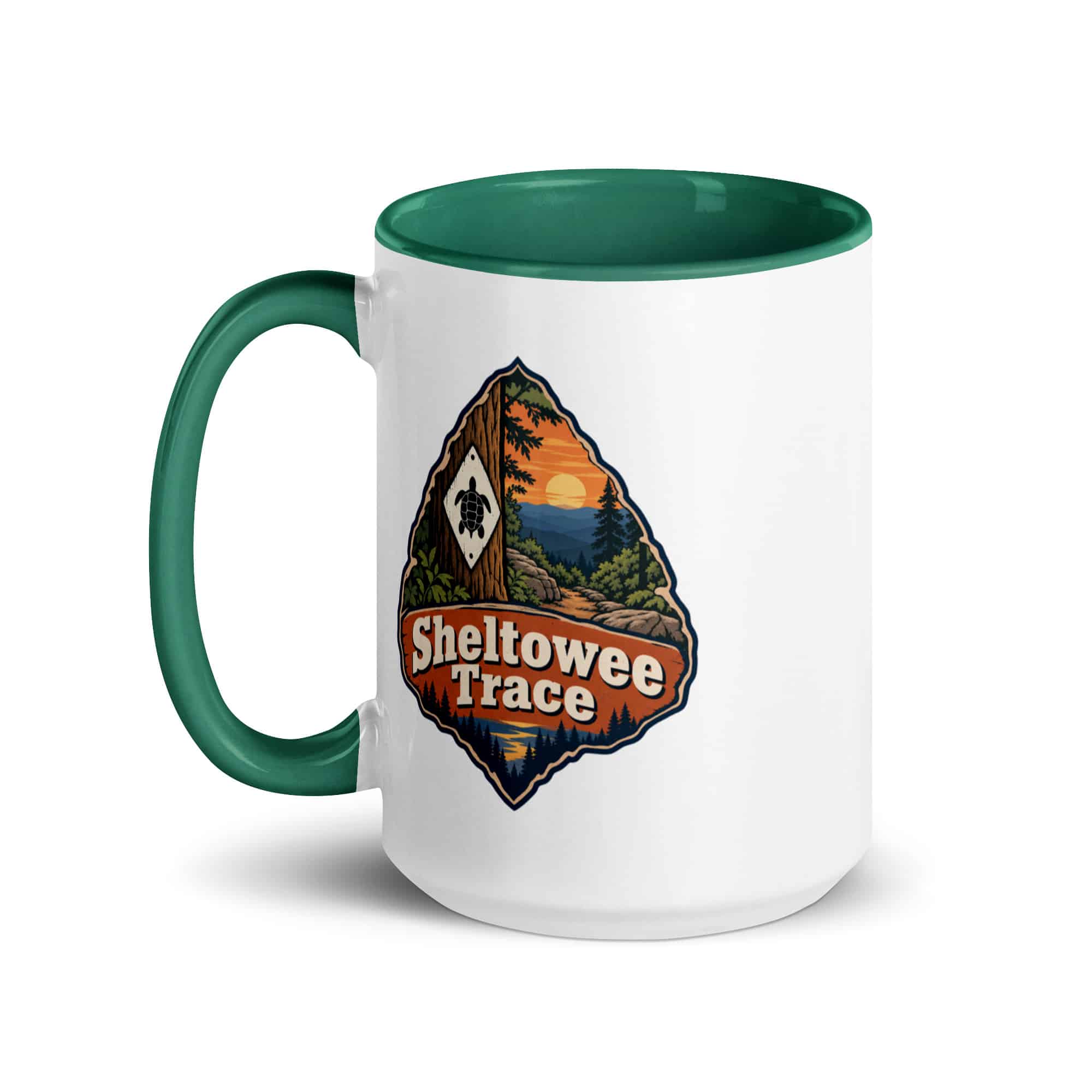 Sheltowee Trace Color Inside Coffee Mug: Sheltowee Trace, Scenic Shield Badge