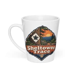 Sheltowee Trace Latte Mug: Sheltowee Trace, Scenic Shield Badge - 12 oz - Main