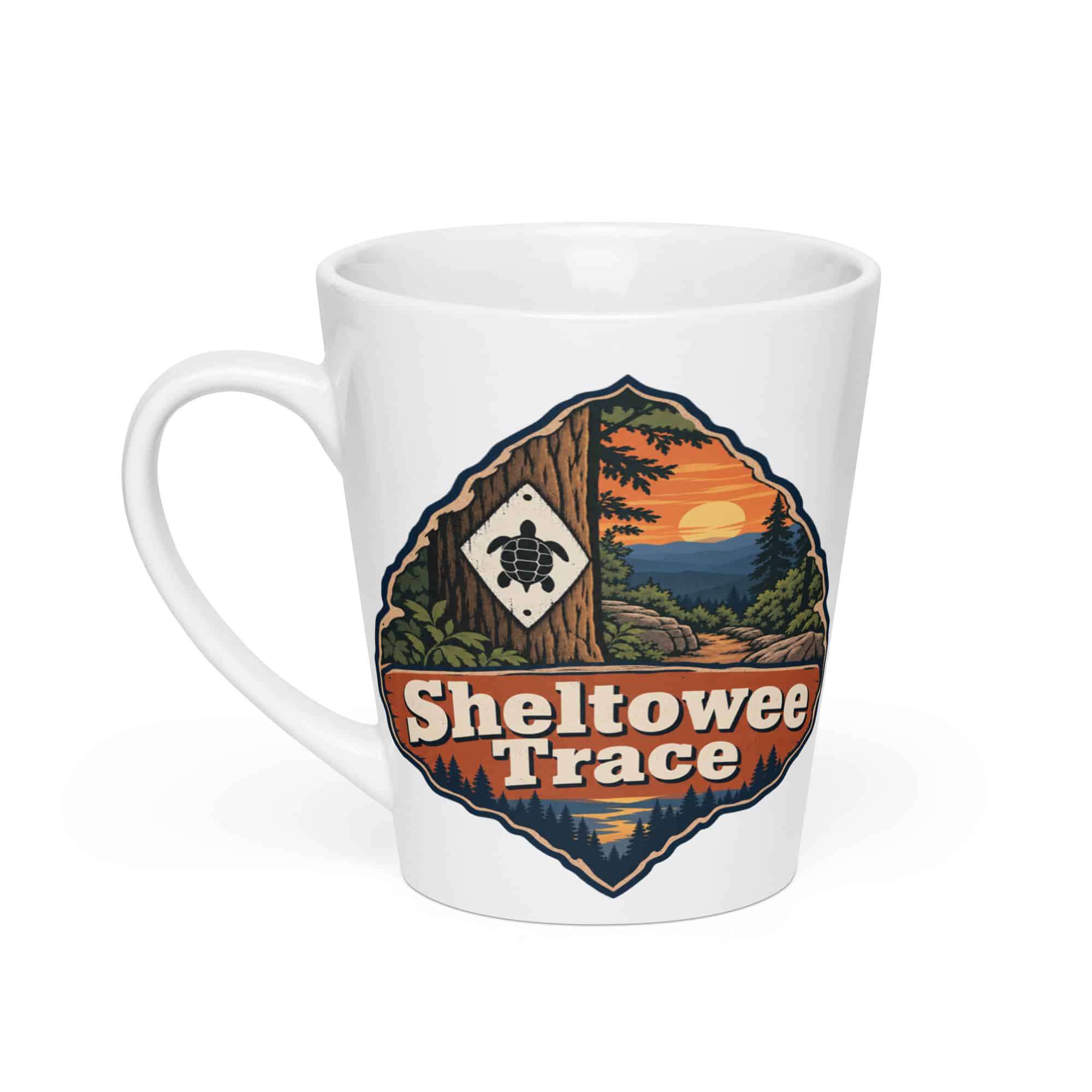 Sheltowee Trace Latte Mug: Sheltowee Trace, Scenic Shield Badge