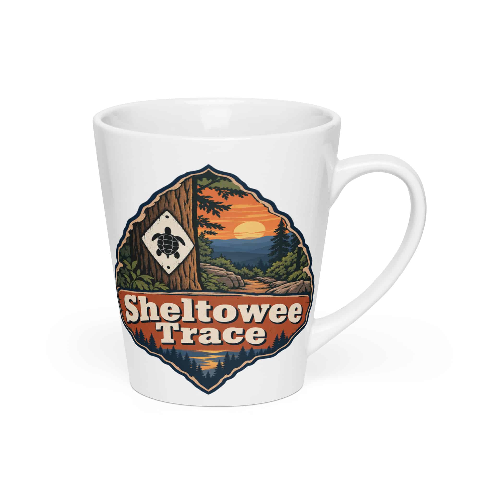 Sheltowee Trace Latte Mug: Sheltowee Trace, Scenic Shield Badge