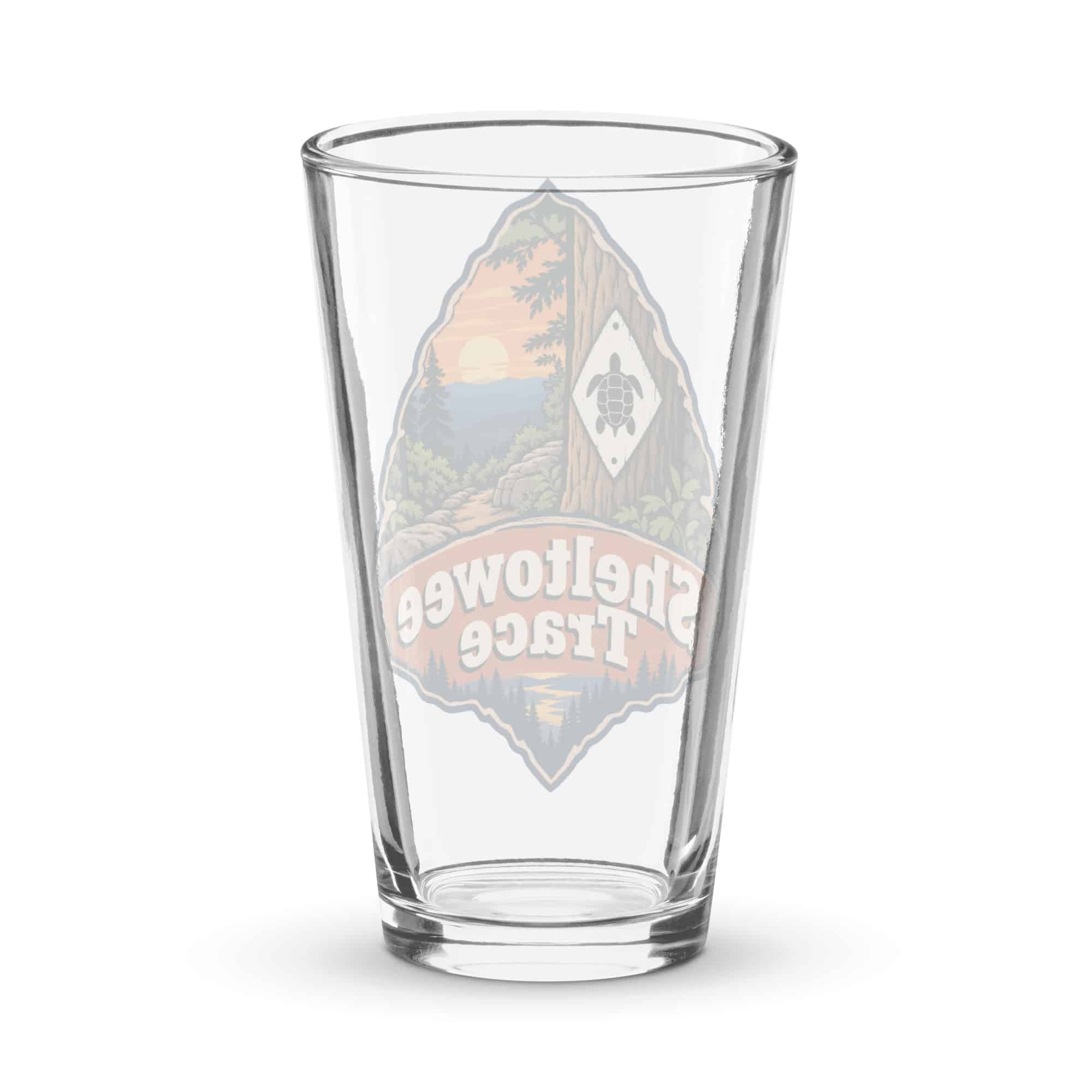 Sheltowee Trace Pint Glass: Sheltowee Trace, Scenic Shield Badge