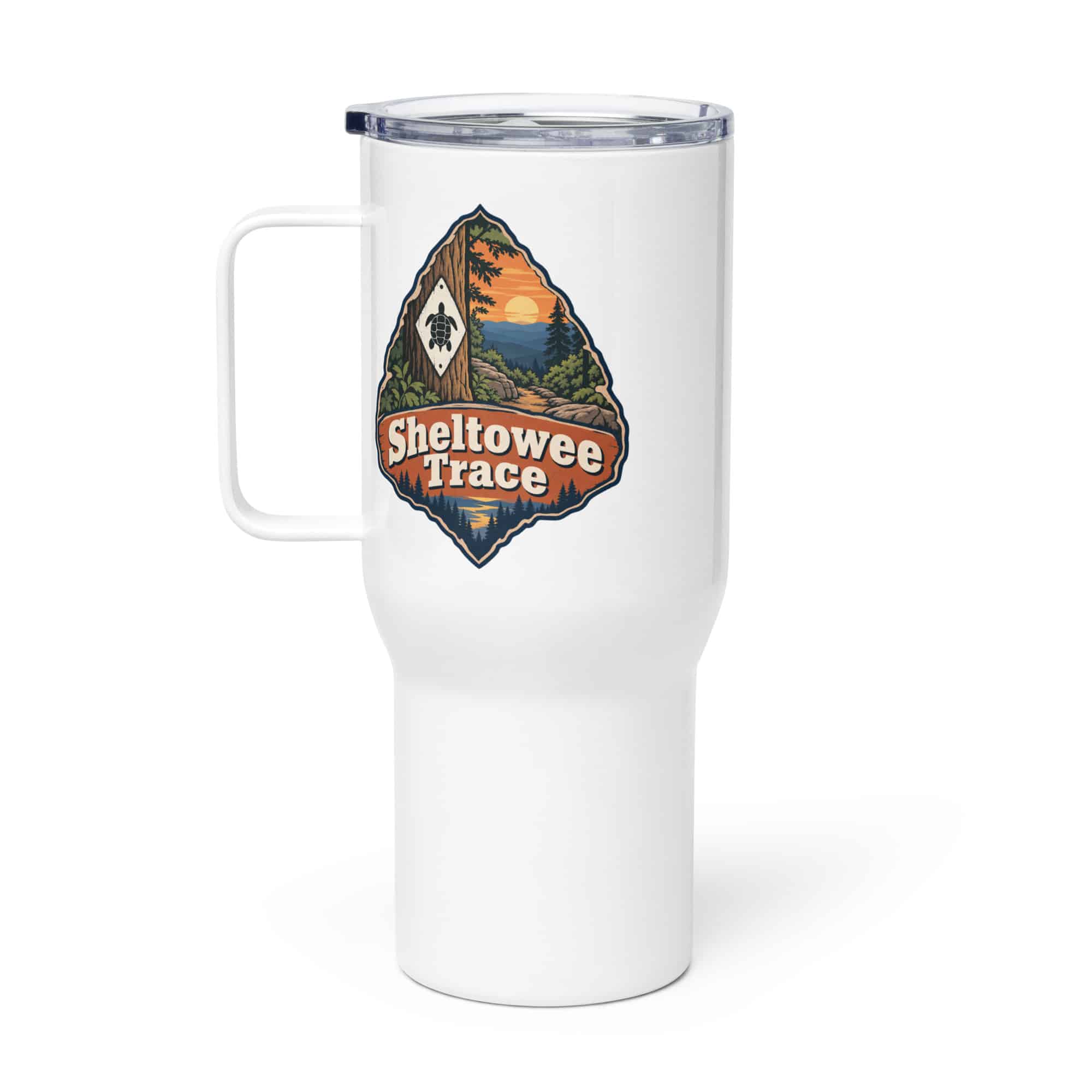 Sheltowee Trace Travel Mug: Sheltowee Trace, Scenic Shield Badge