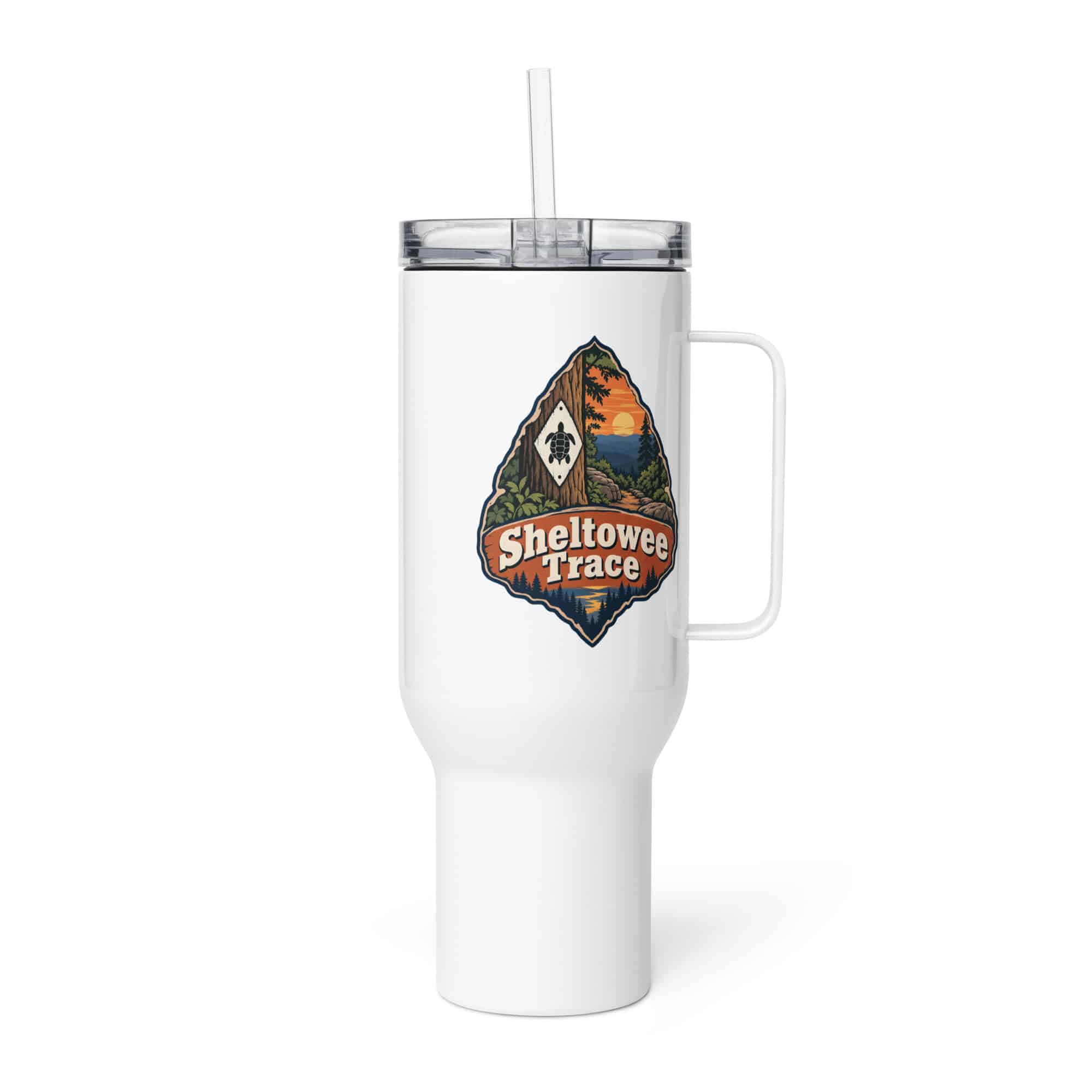 Sheltowee Trace Travel Mug: Sheltowee Trace, Scenic Shield Badge