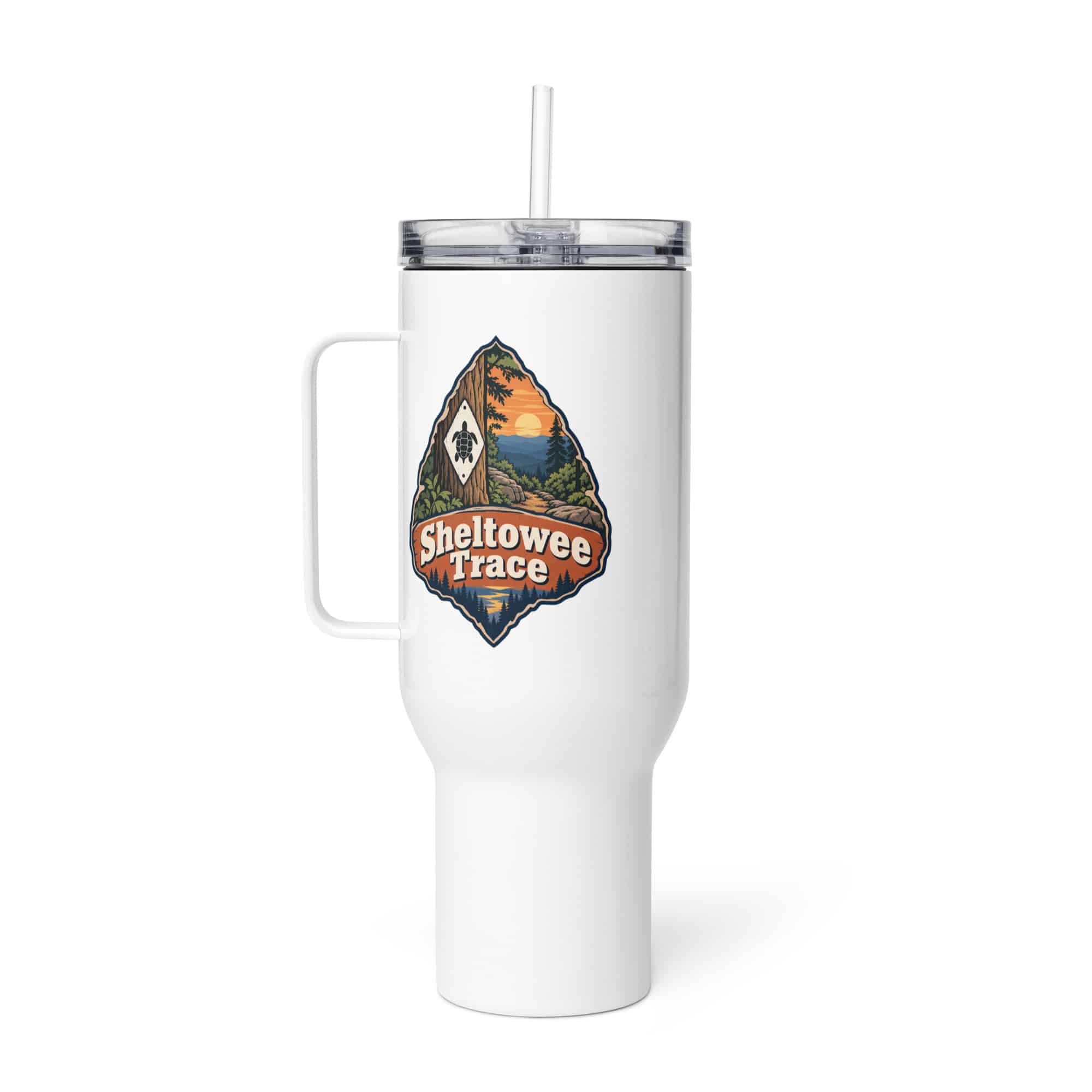 Sheltowee Trace Travel Mug: Sheltowee Trace, Scenic Shield Badge