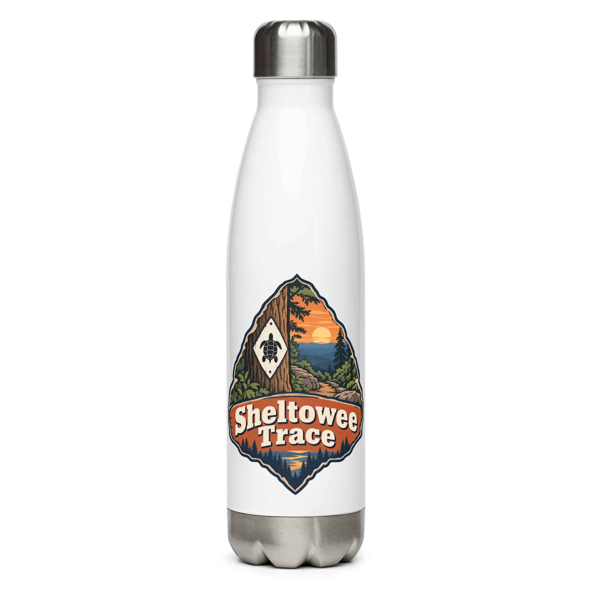 Sheltowee Trace Stainless Steel Water Bottle: Sheltowee Trace, Scenic Shield Badge