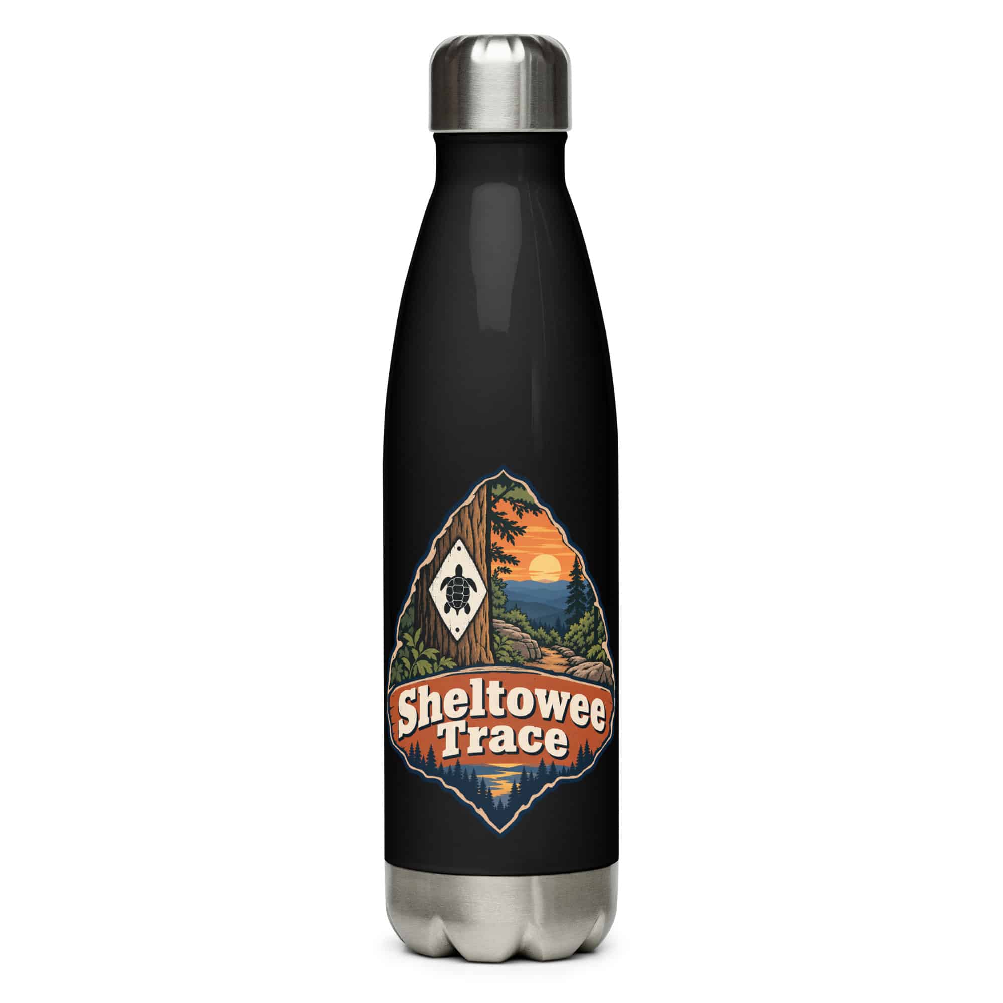 Sheltowee Trace Stainless Steel Water Bottle: Sheltowee Trace, Scenic Shield Badge