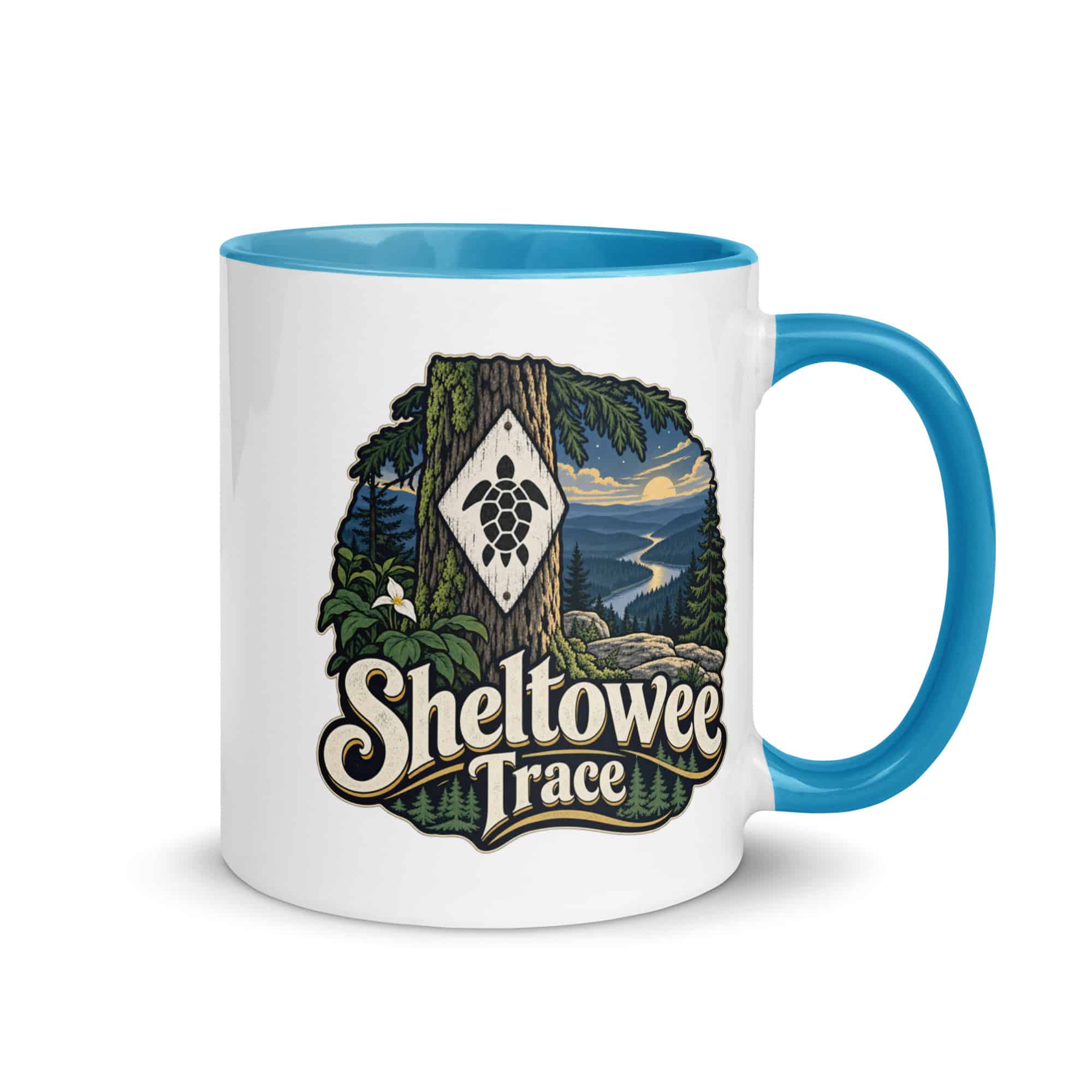 Sheltowee Trace Color Inside Coffee Mug: Sheltowee Trace, Woodland Scenic Lettering