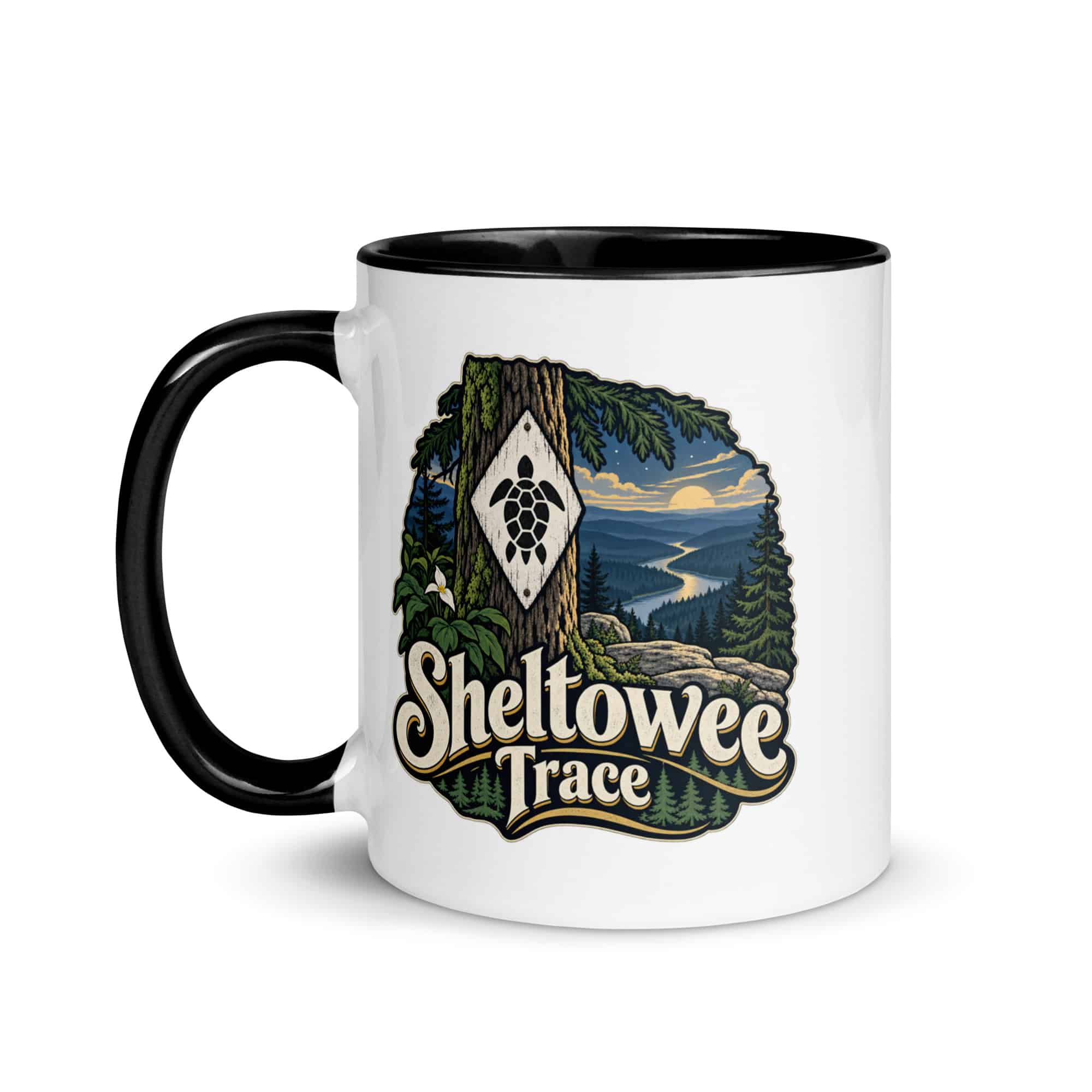 Sheltowee Trace Color Inside Coffee Mug: Sheltowee Trace, Woodland Scenic Lettering