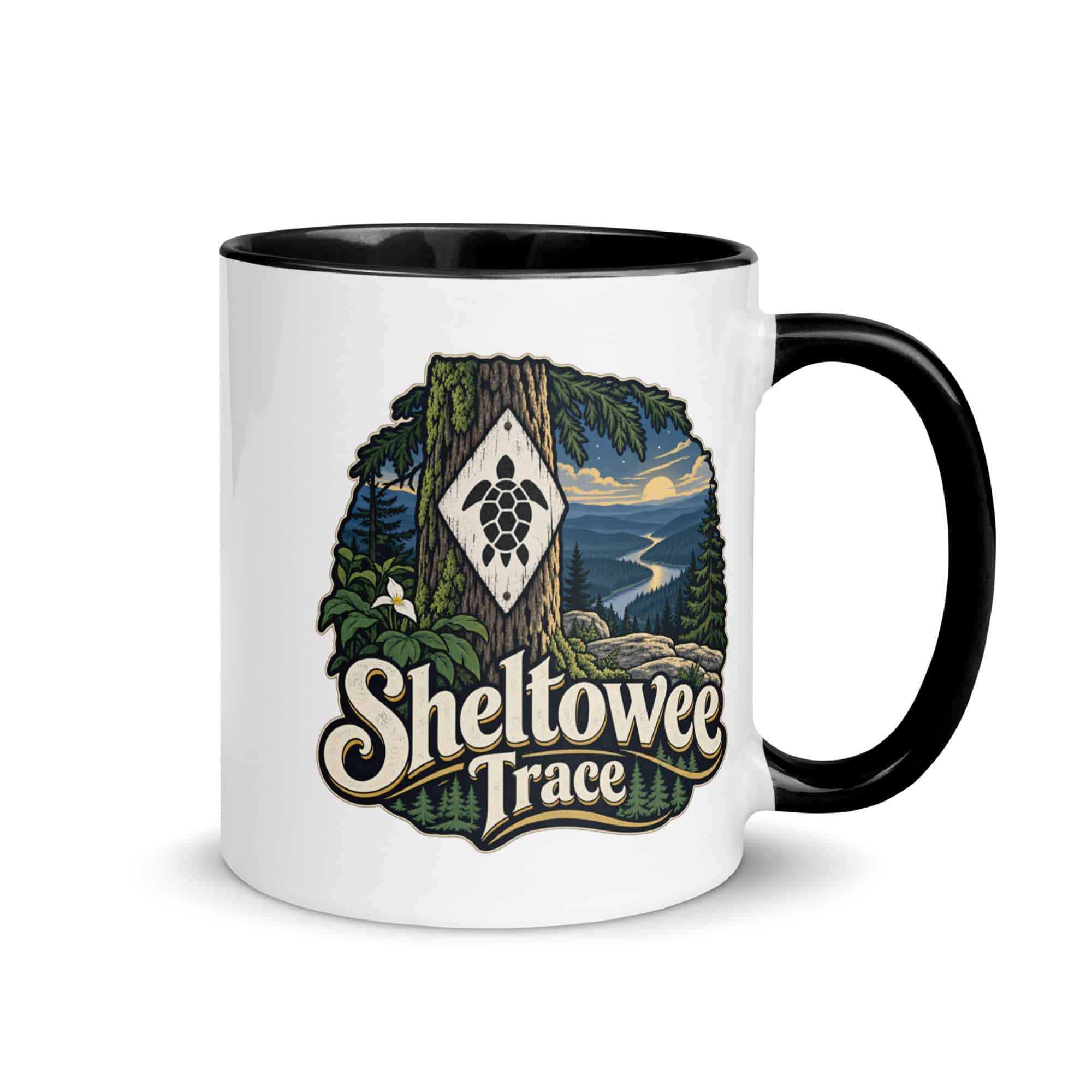 Sheltowee Trace Color Inside Coffee Mug: Sheltowee Trace, Woodland Scenic Lettering